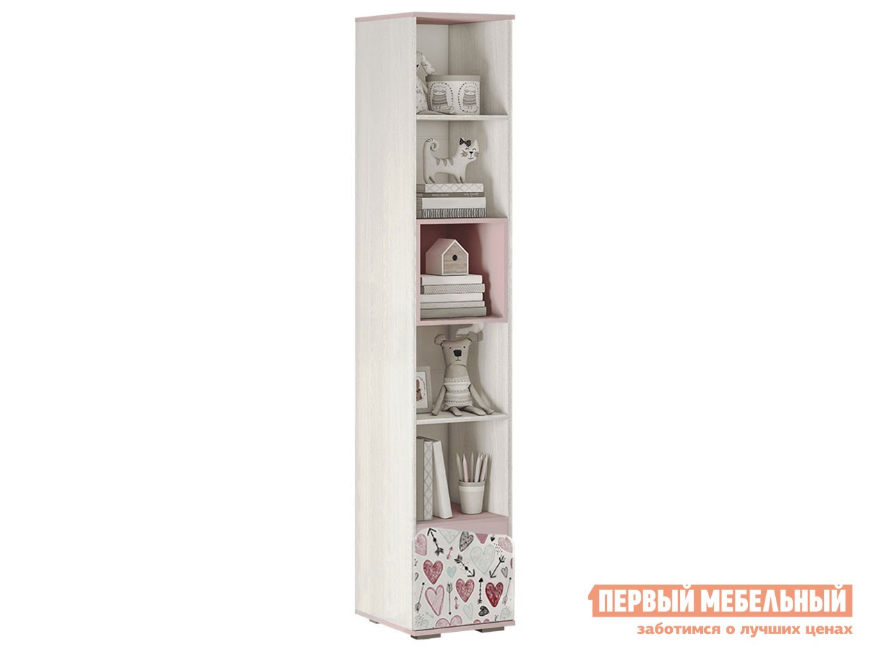 Стеллаж в детскую  Малибу Ясень белый / айскрим / фотопечать