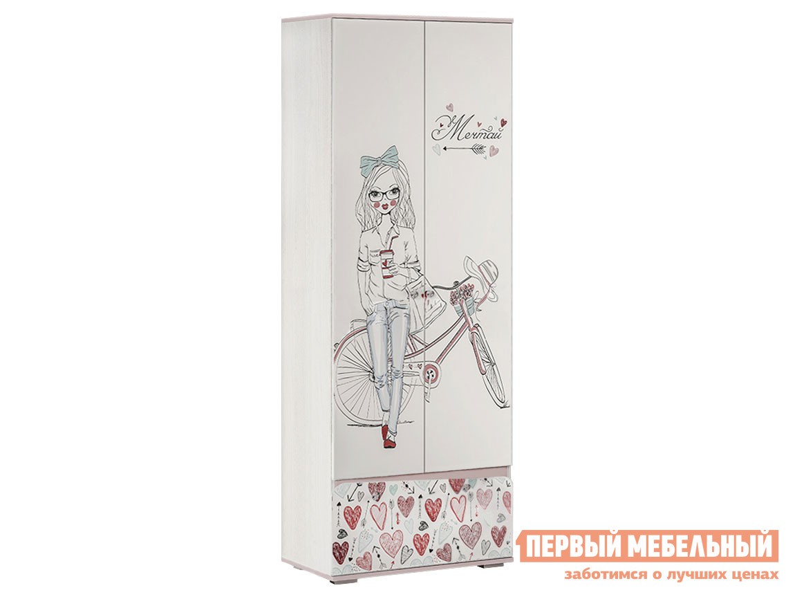 Детский шкаф  Малибу Ясень белый / айскрим / фотопечать