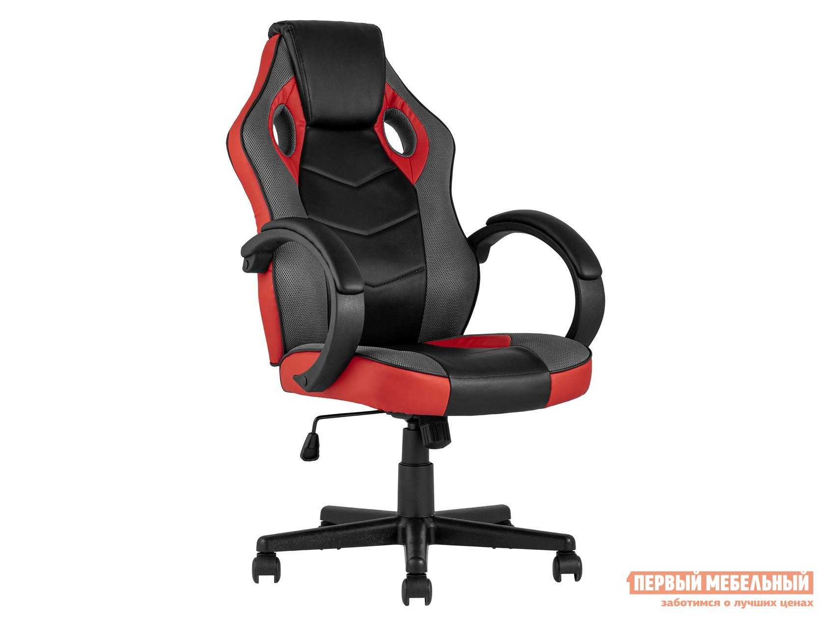 Игровое кресло  TopChairs Sprinter Черный / Красный, экокожа / Серый, ткань