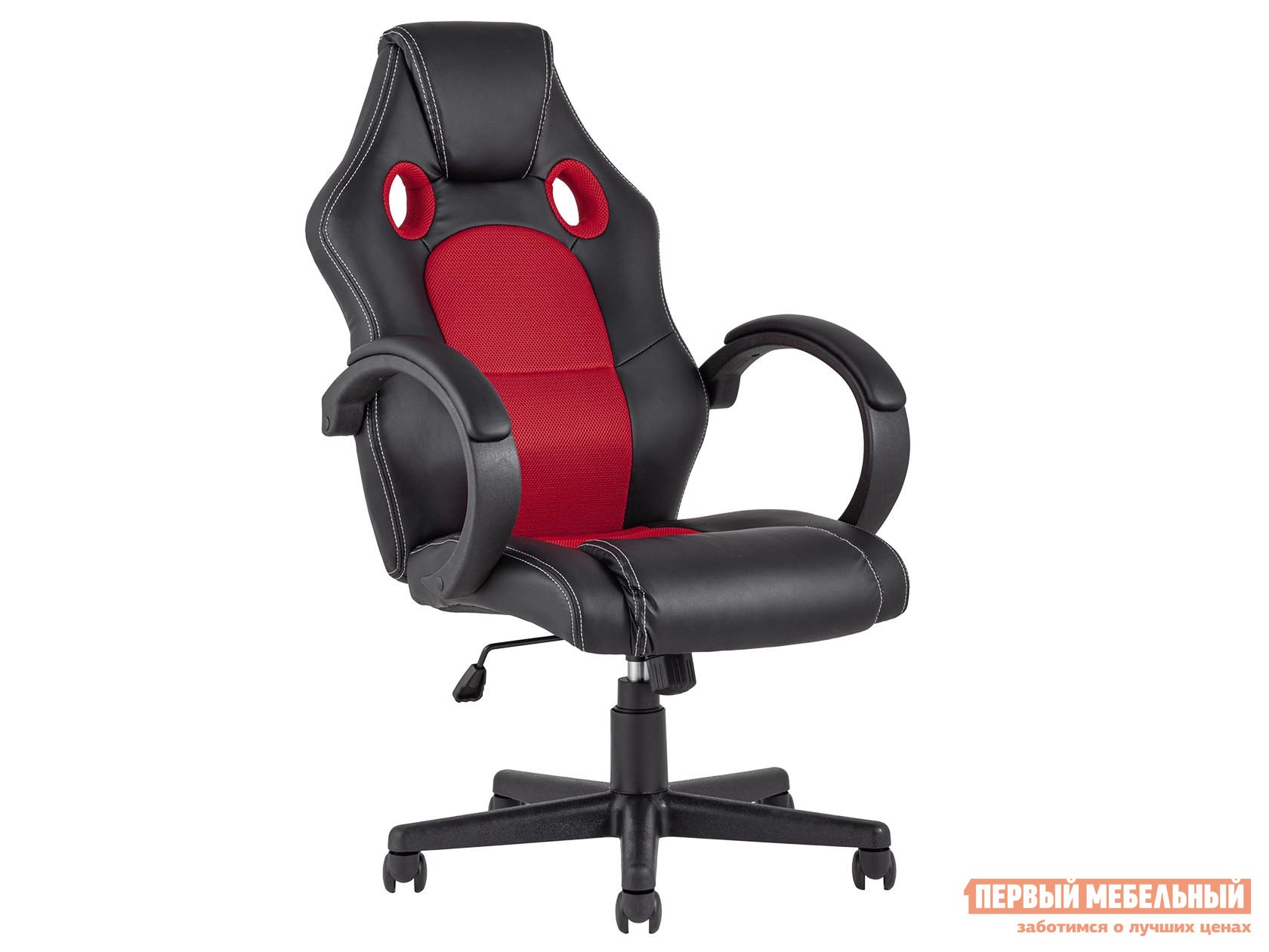 Игровое кресло  TopChairs Renegade Черный, экокожа / Красный, ткань