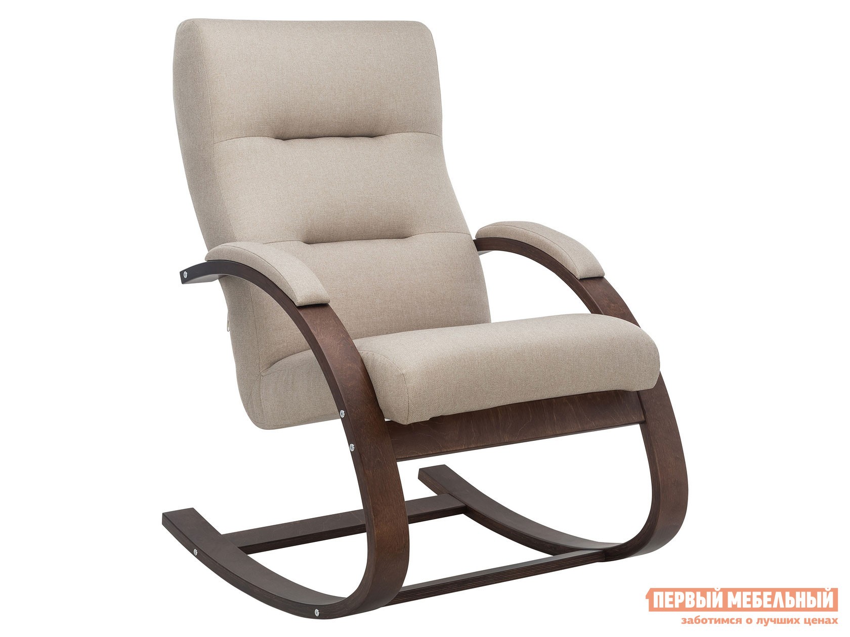 Кресло-качалка  Милано Бежевый, жаккард / Орех, текстура