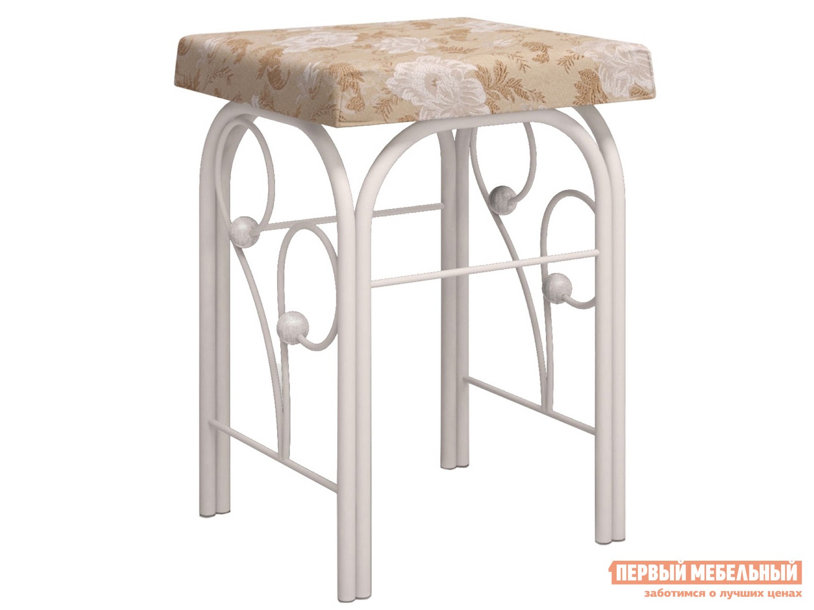 Банкетка  Сандра-6 Белый металл / Светлый гобелен