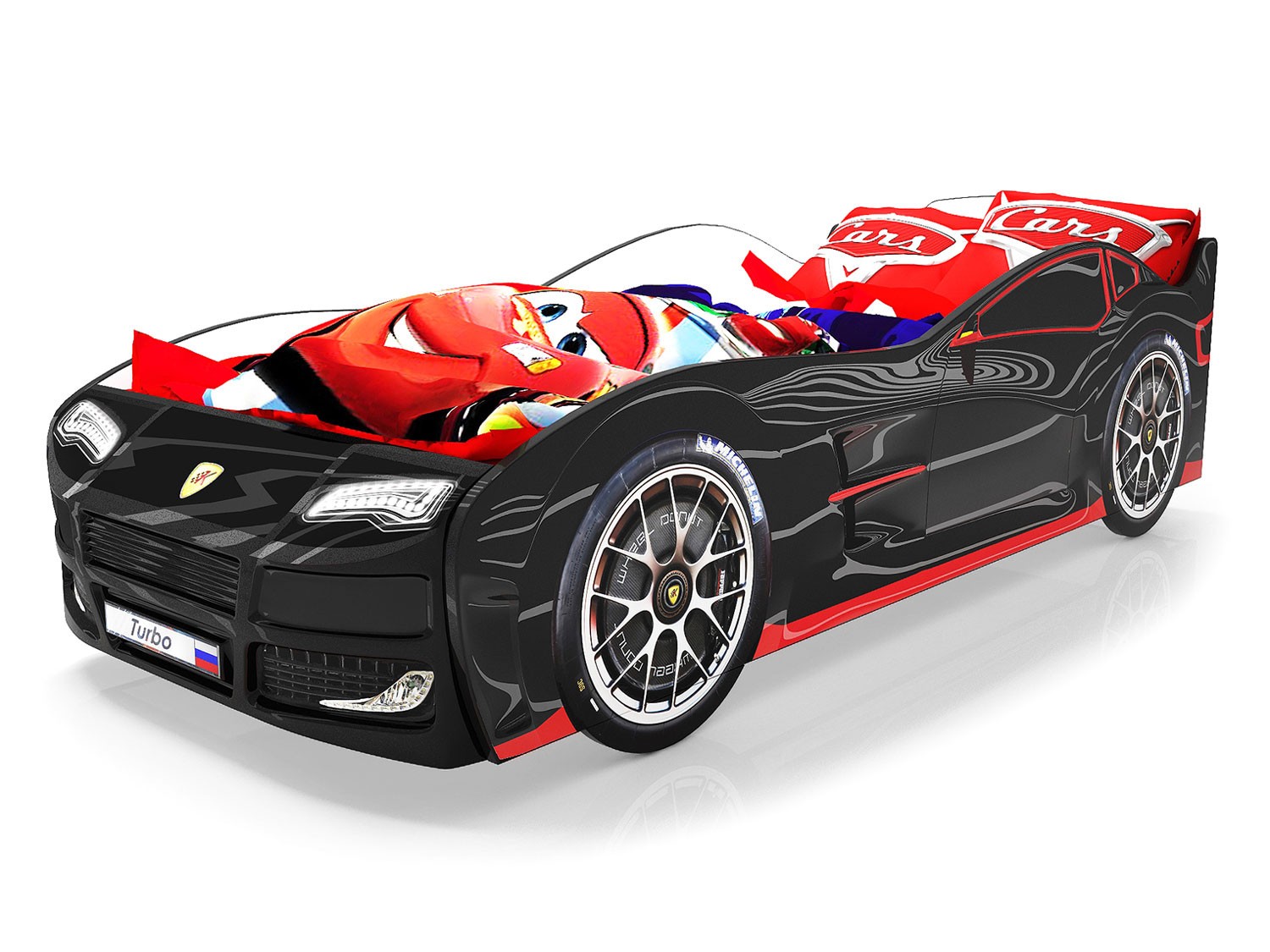 Кровать-машина  Турбо Черный (Турбо), Без подсветки