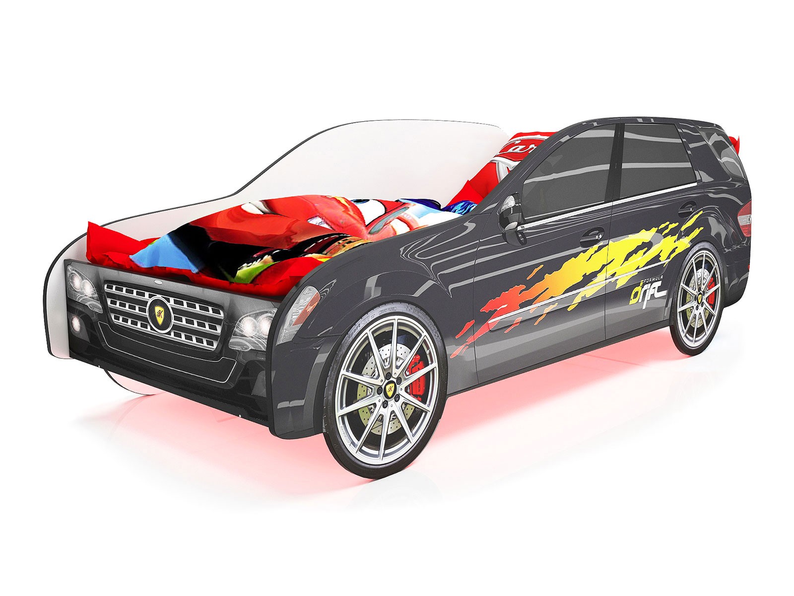 Кровать-машина  Джип Черный (Мерседес GL), С подсветкой дна