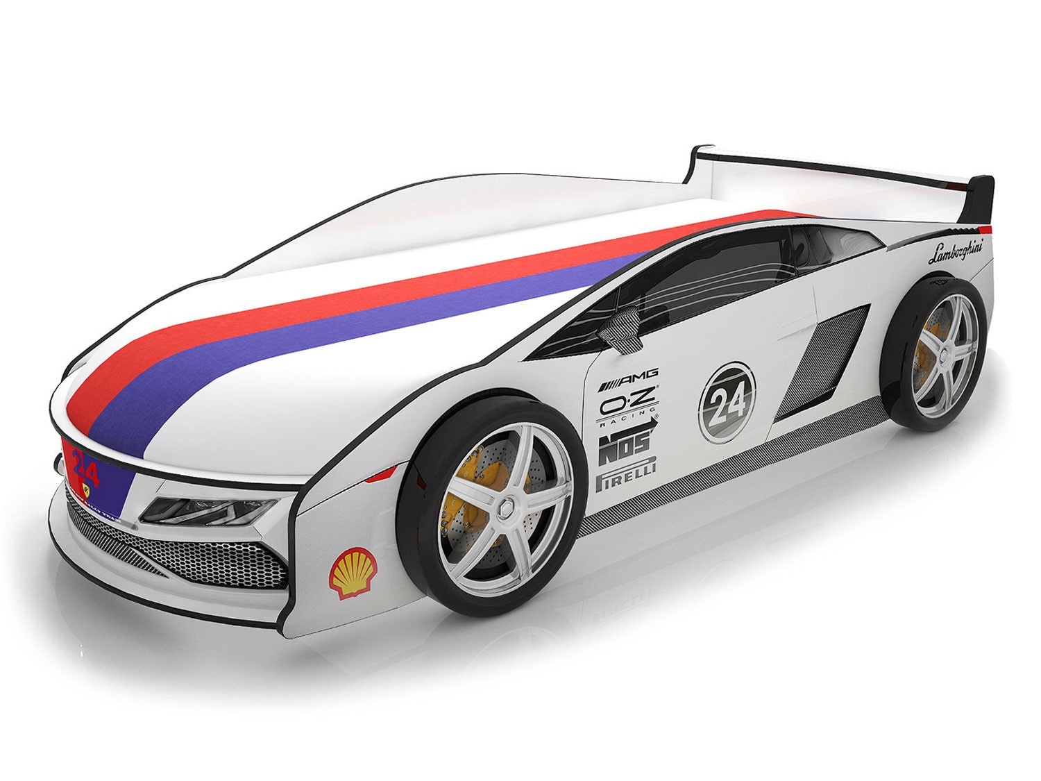 Кровать-машина  Ламба Белый (Ламба), Без подсветки, С чехлом