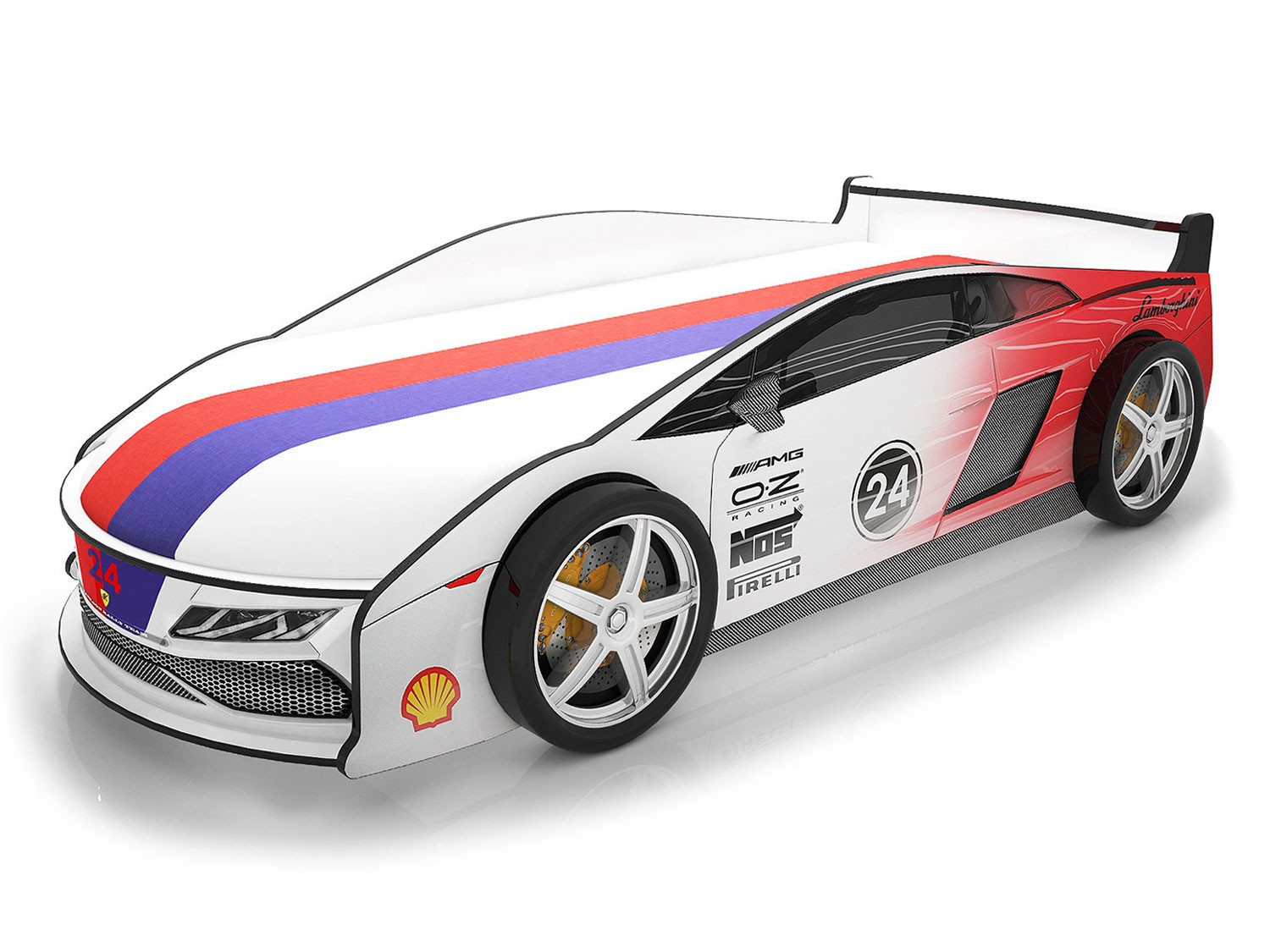 Кровать-машина  Ламба Белый 2 (Ламба), Без подсветки, С чехлом