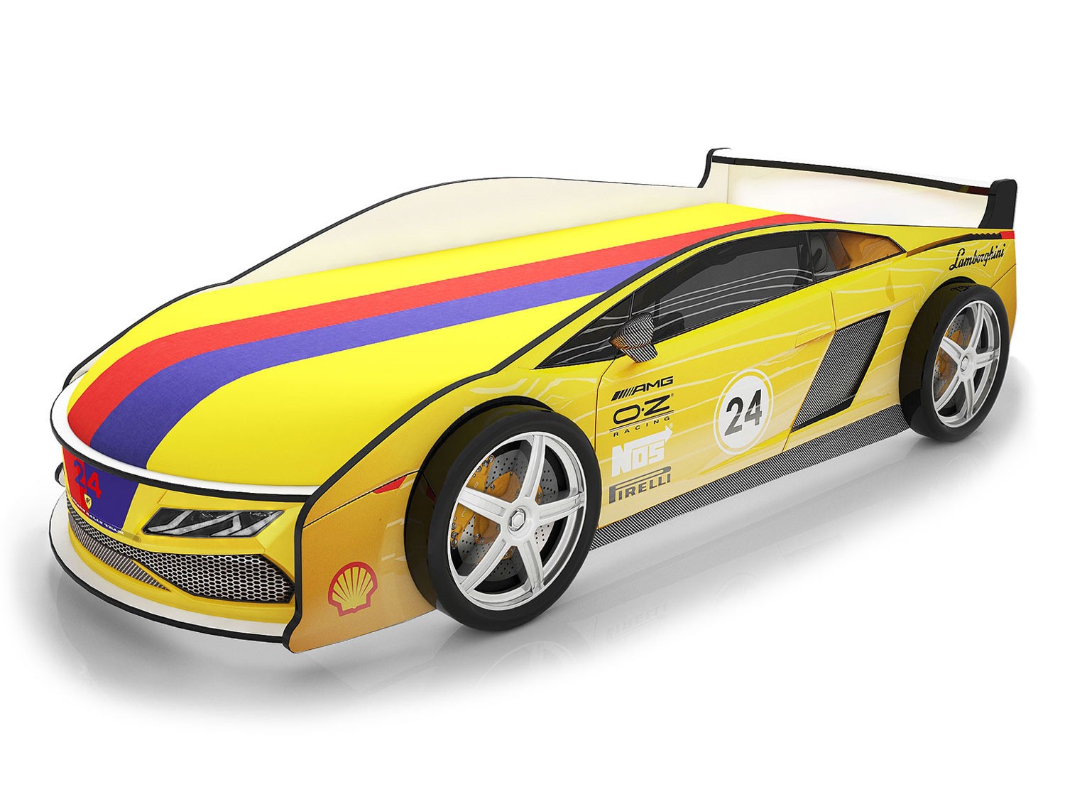 Кровать-машина  Ламба Желтый (Ламба), Без подсветки, С чехлом