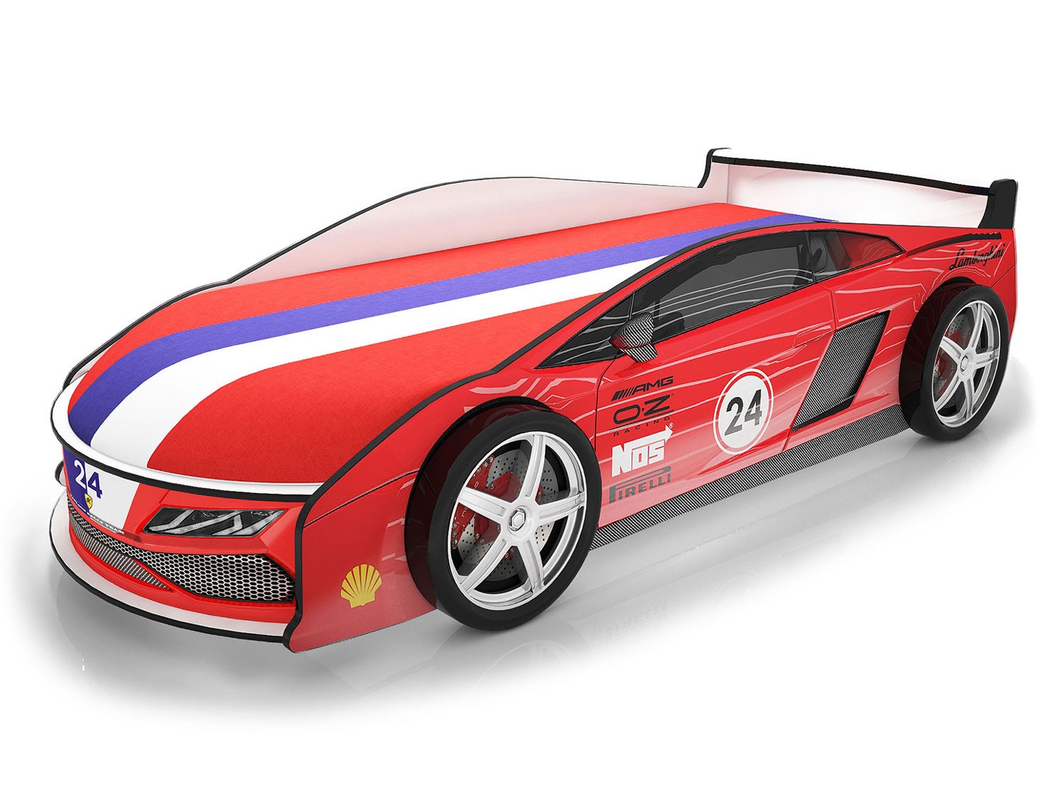 Кровать-машина  Ламба Красный (Ламба), Без подсветки, С чехлом