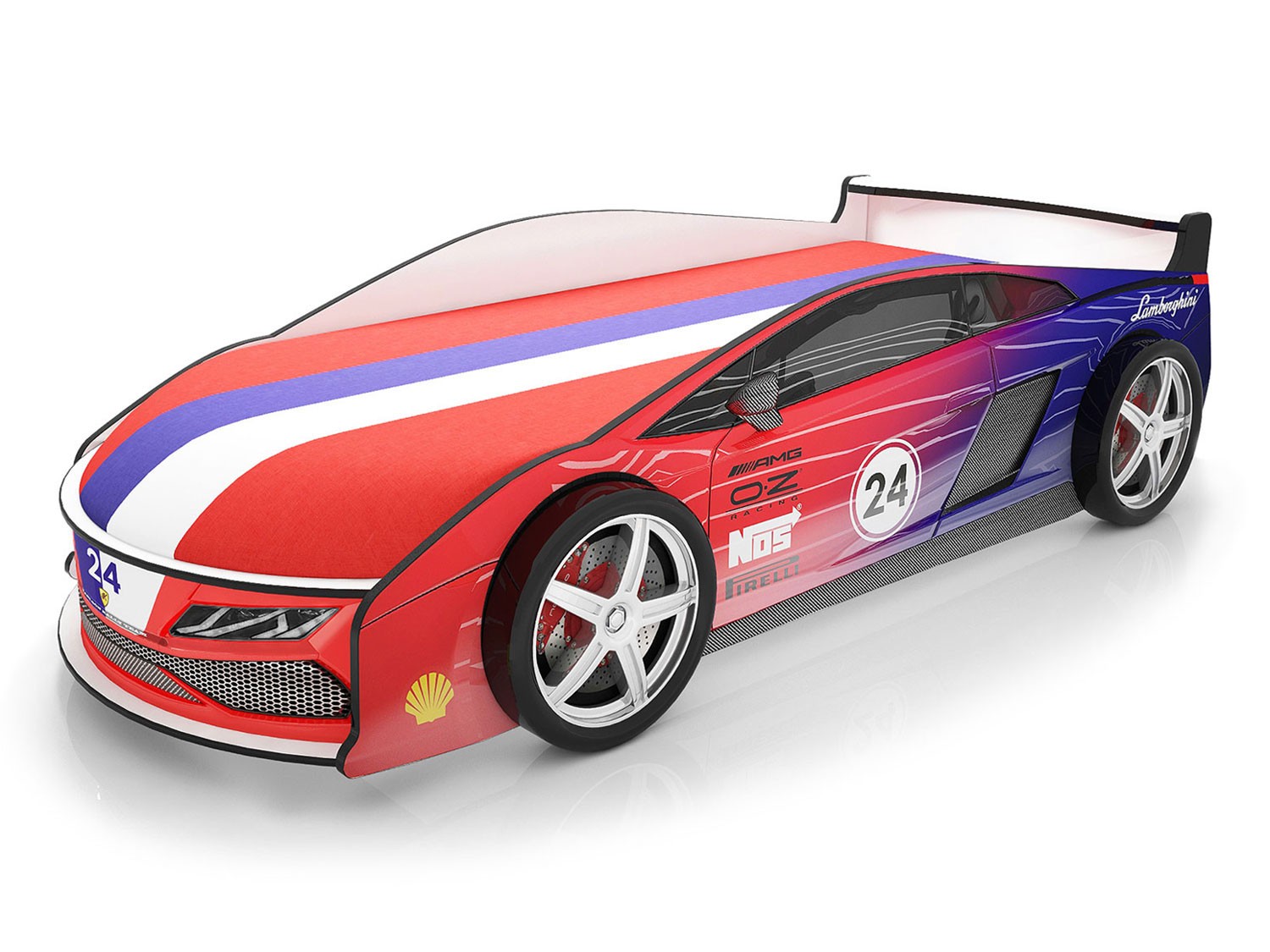 Кровать-машина  Ламба Красный 2 (Ламба), Без подсветки, С чехлом