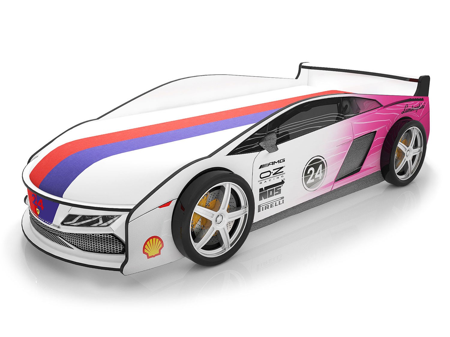 Кровать-машина  Ламба Розовый (Ламба), Без подсветки, С чехлом