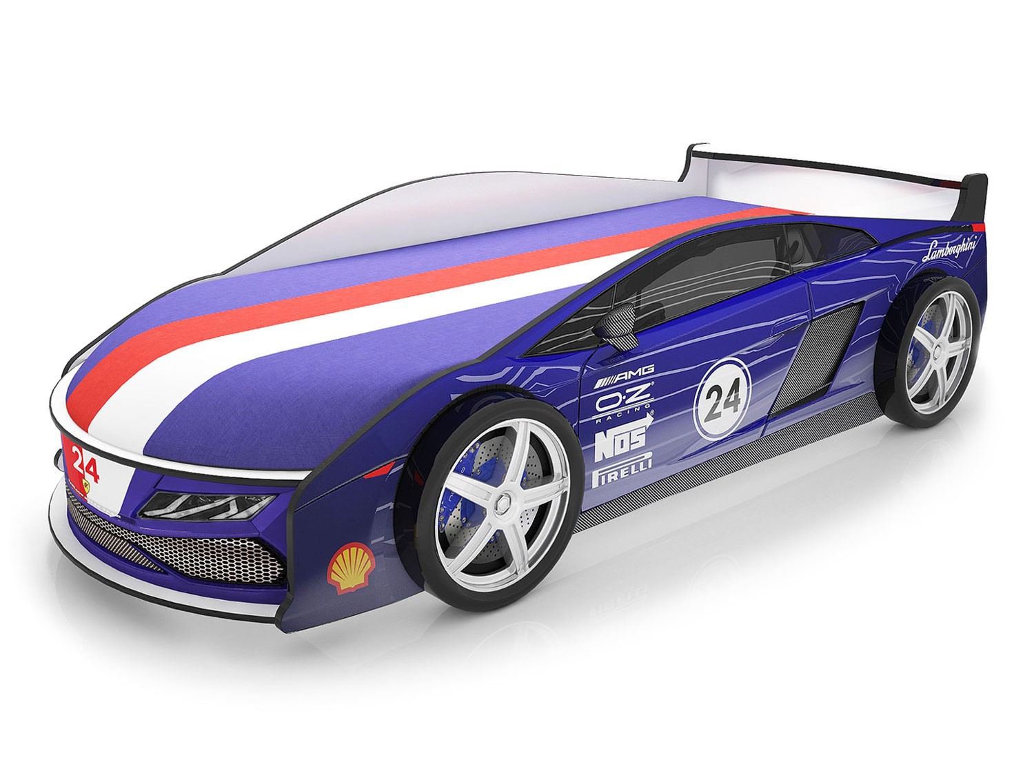 Кровать-машина  Ламба Синий (Ламба), Без подсветки, С чехлом