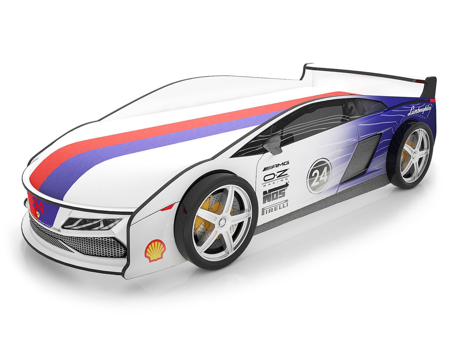 Кровать-машина  Ламба Синий 2 (Ламба), Без подсветки, С чехлом