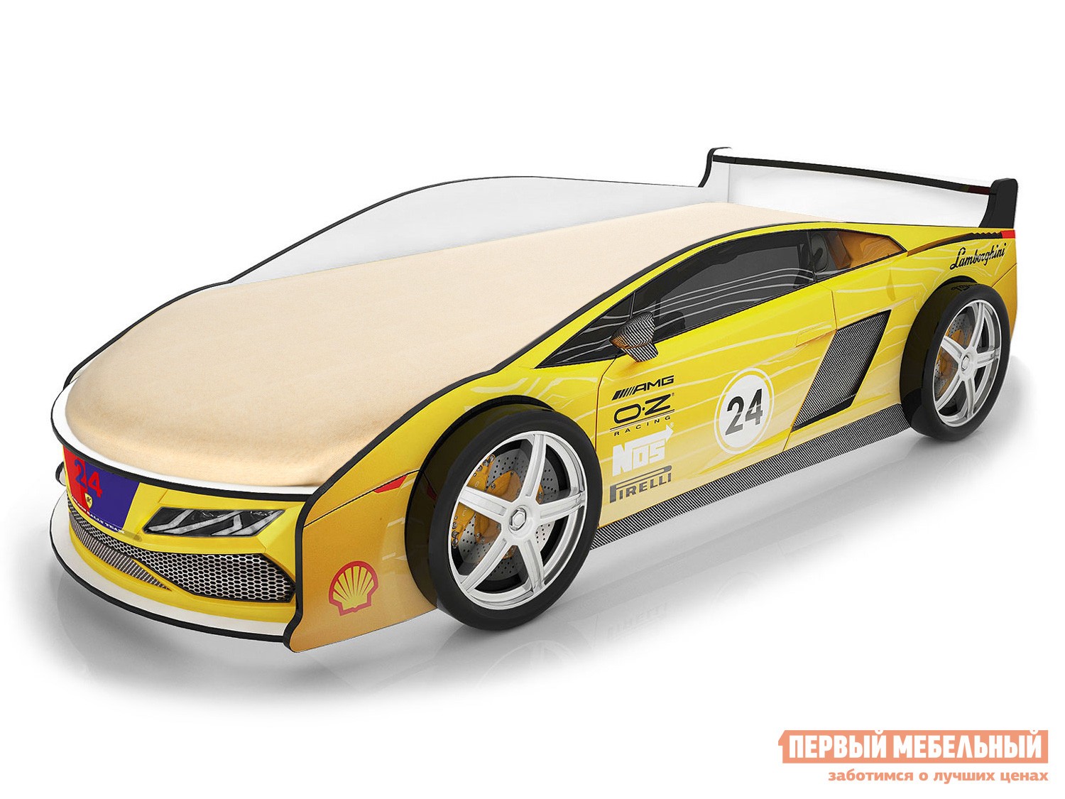 Кровать-машина  Ламба Желтый (Ламба), Без подсветки, Без чехла