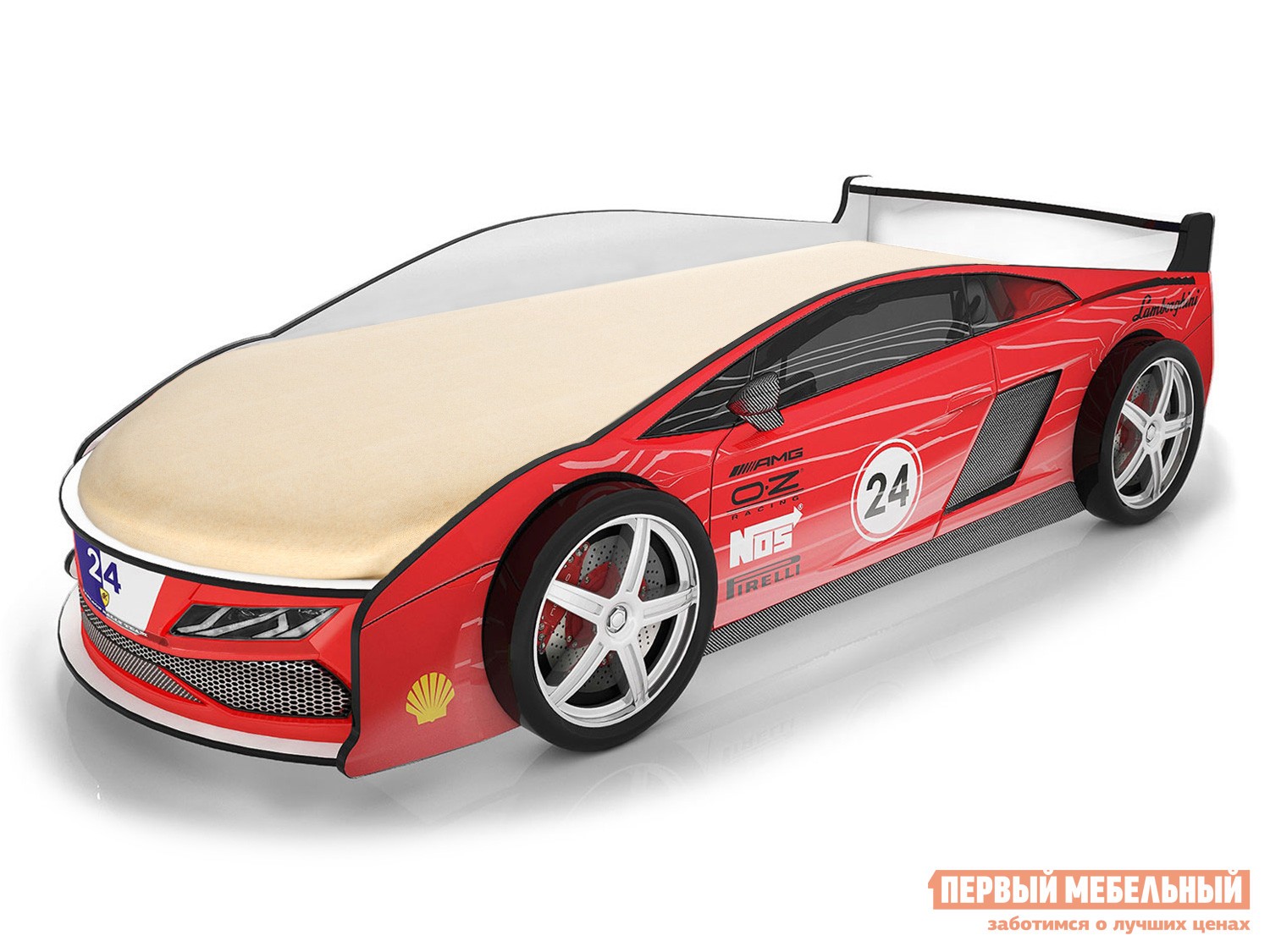 Кровать-машина  Ламба Красный (Ламба), Без подсветки, Без чехла