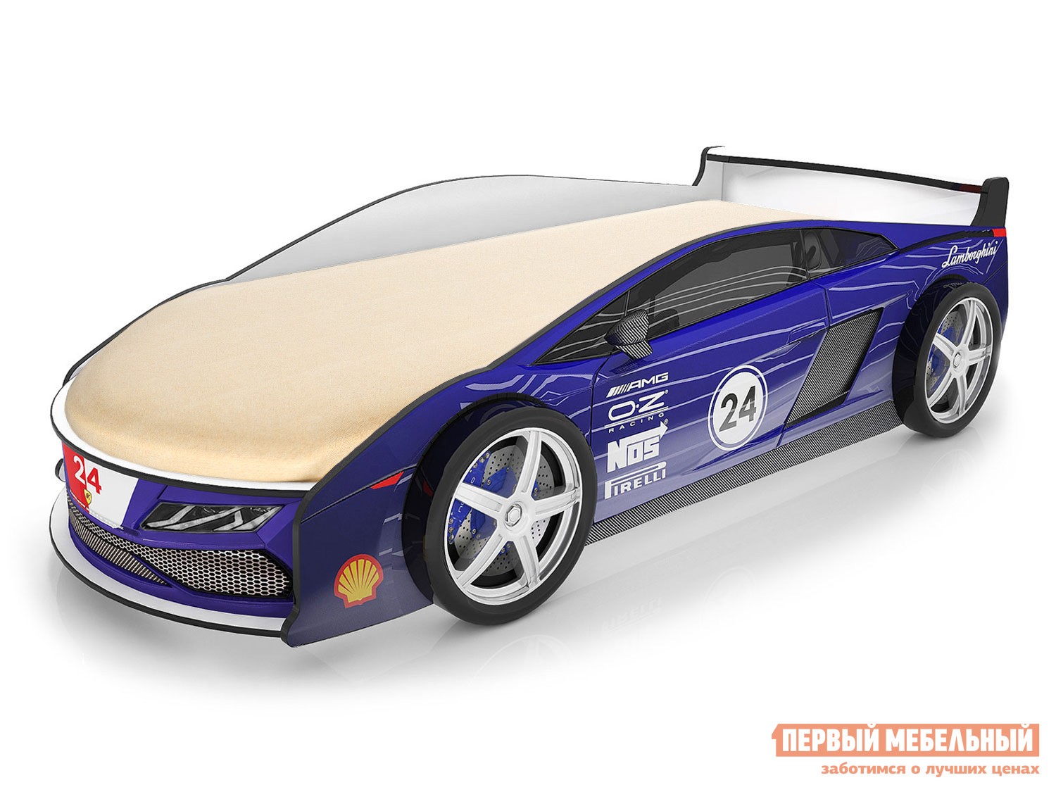 Кровать-машина  Ламба Синий (Ламба), Без подсветки, Без чехла