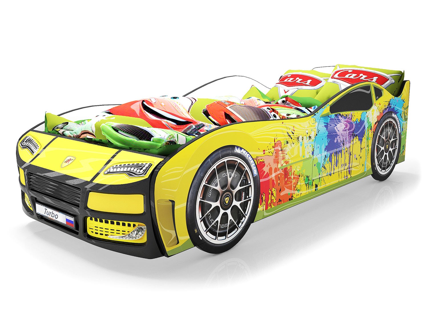 Кровать-машина  Турбо Желтый 2 (Турбо), Без подсветки