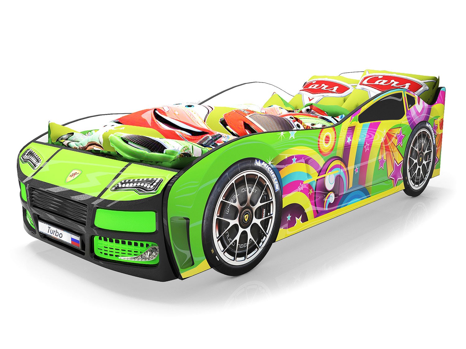 Кровать-машина  Турбо Зеленый (Турбо), Без подсветки