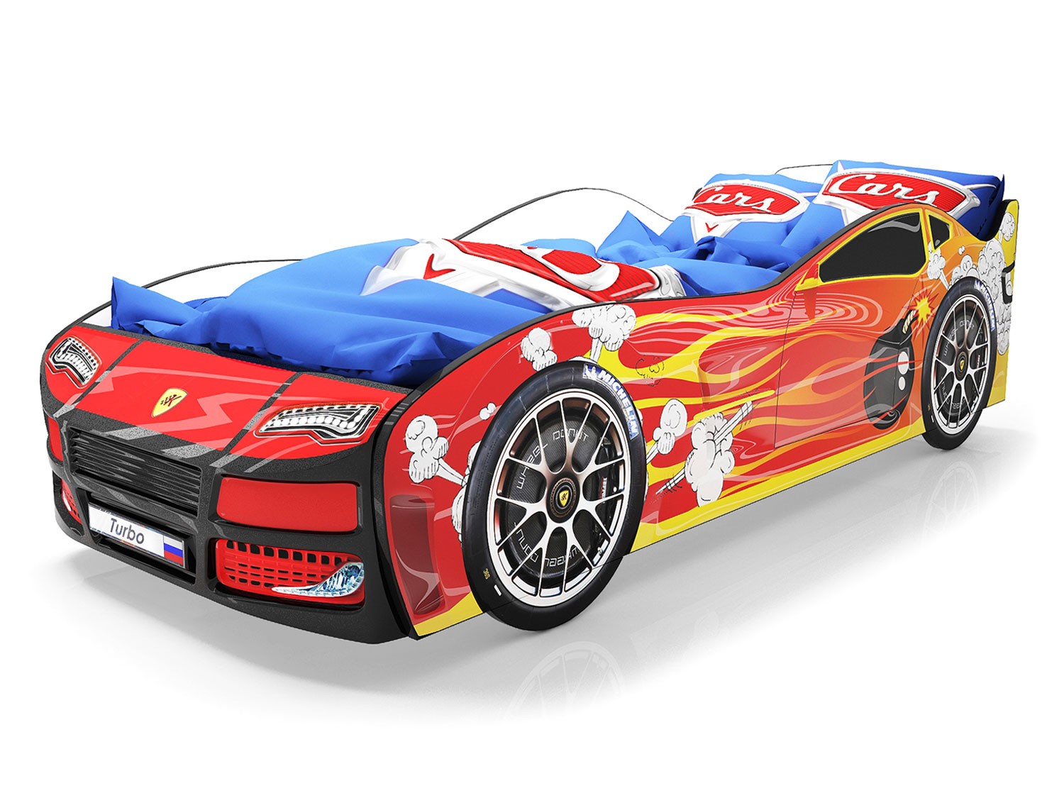 Кровать-машина  Турбо Красный 2 (Турбо), Без подсветки