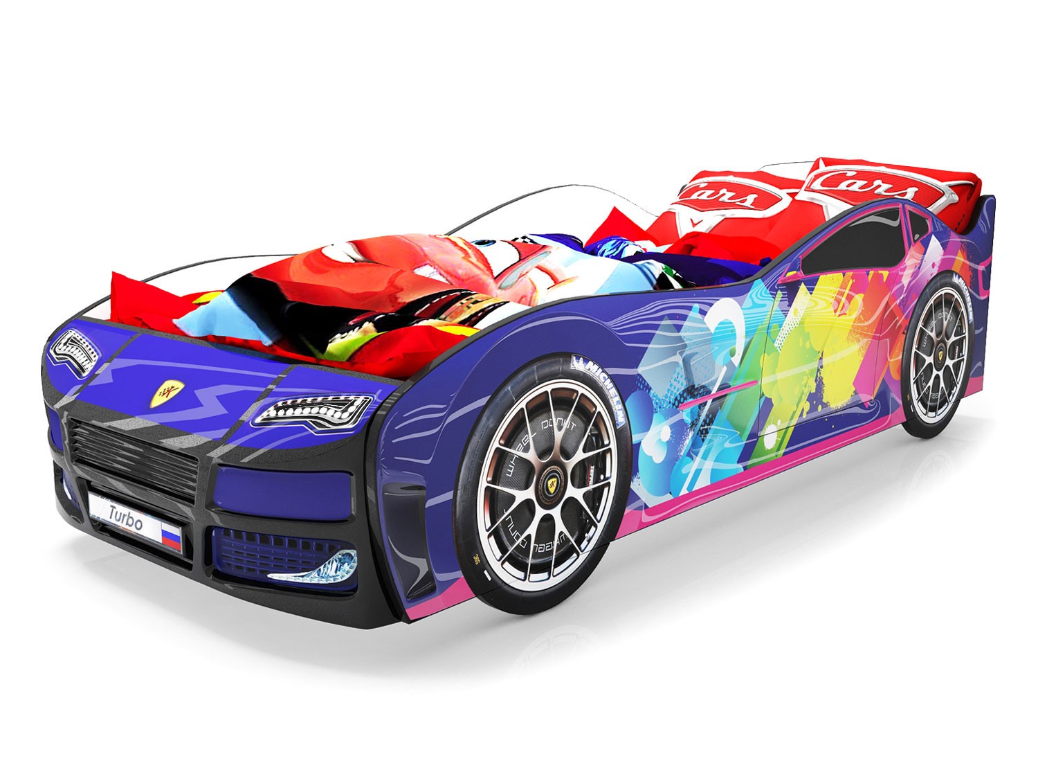 Кровать-машина  Турбо Синий 2 (Турбо), Без подсветки