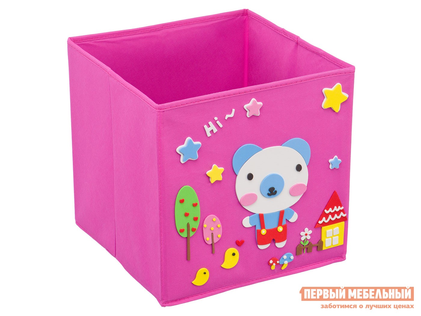 Кофр  Зверята Розовый / Рисунок Мишка, полиэстер