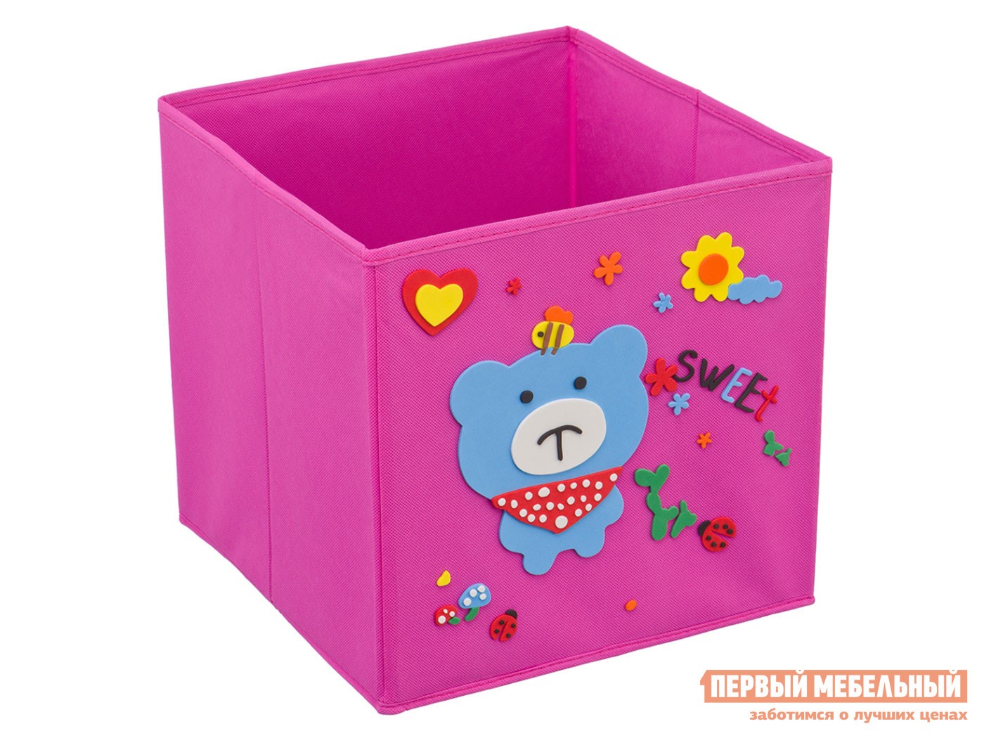 Кофр  Зверята Розовый / Рисунок Мишка с пчелкой, полиэстер