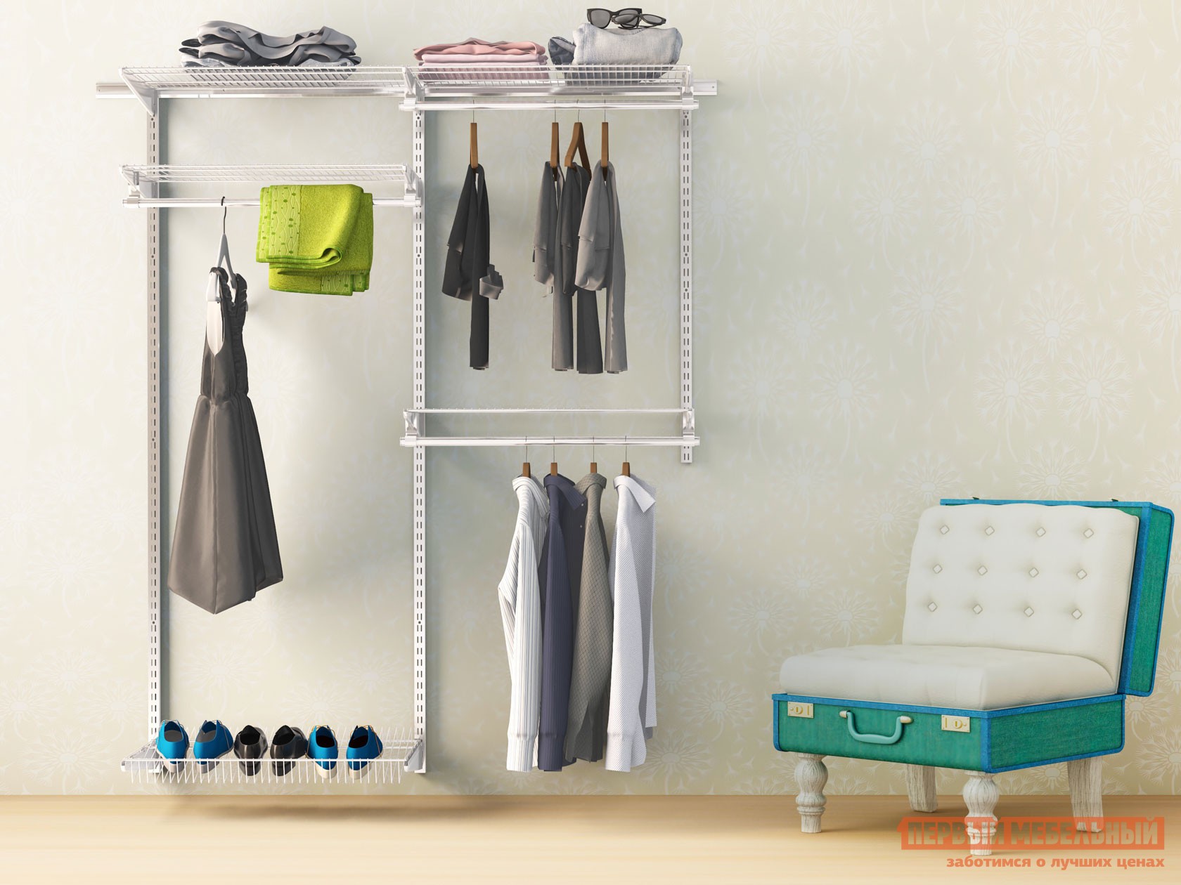 Гардеробная система  Атлант 39 Белый, металл