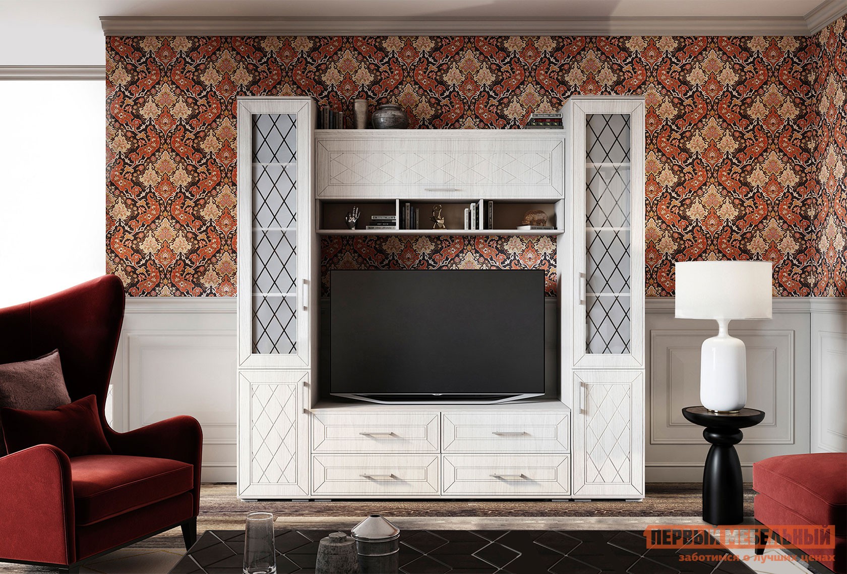 Гостиная  Британика Дуб Атланта / Дуб брашированный, Без карниза