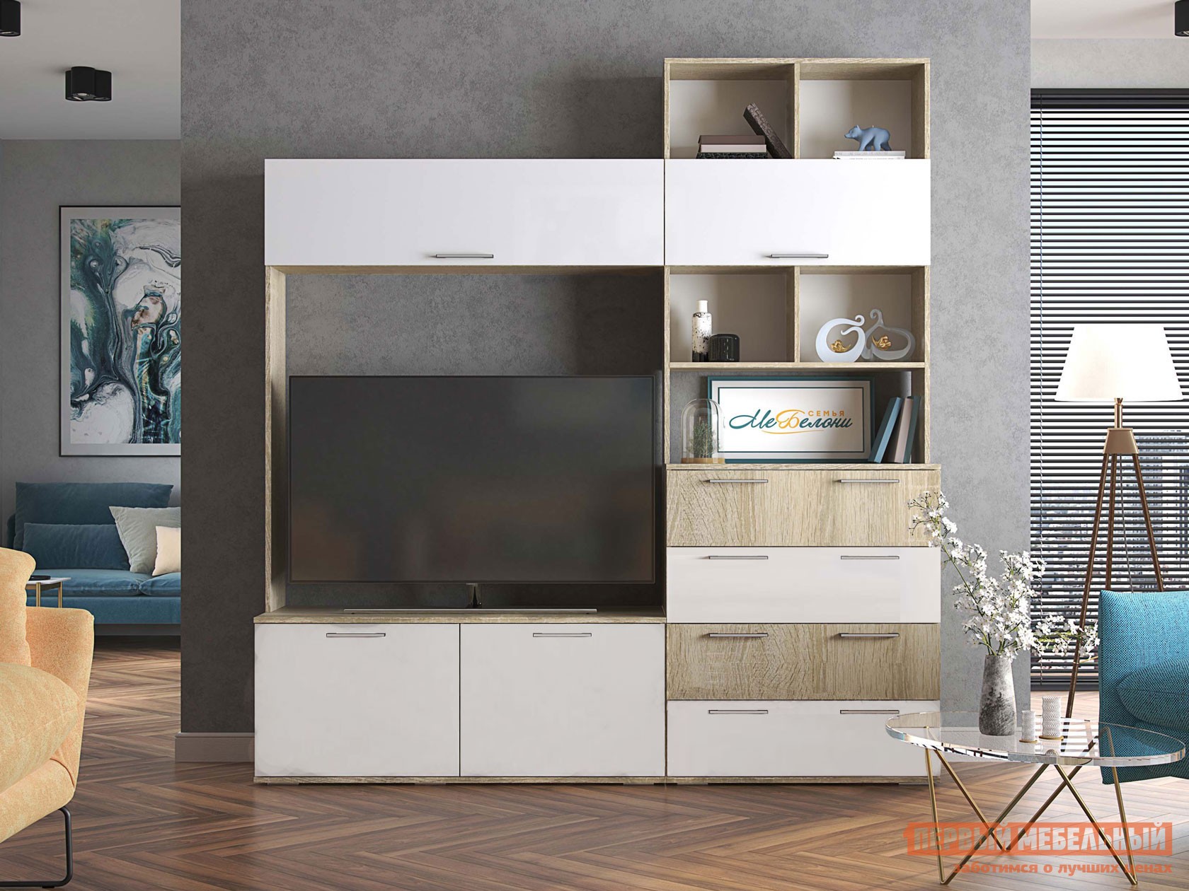 Гостиная  Белладжио Дуб Сонома / Белый