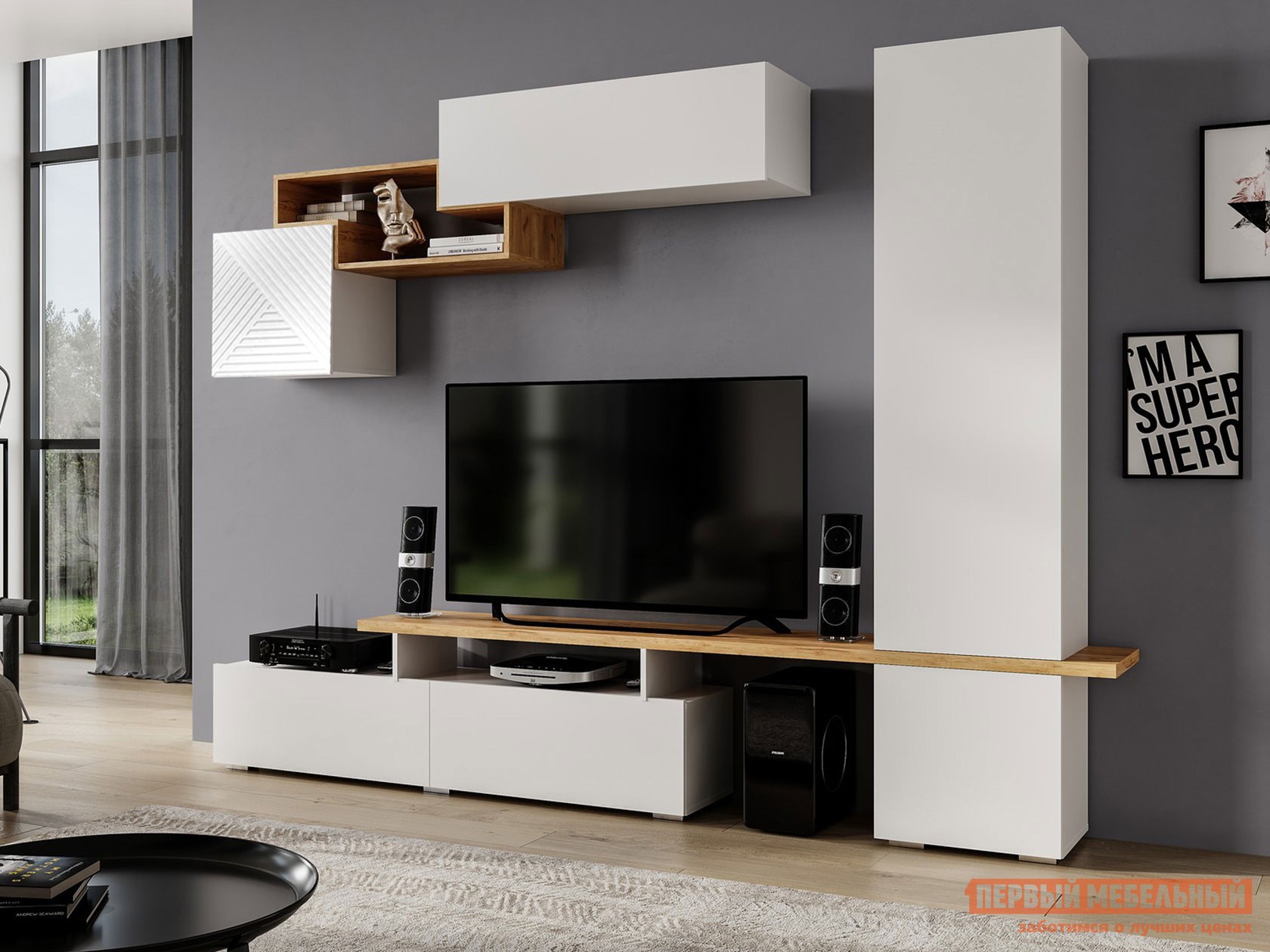 Гостиная  Скайфрай Белый / Дуб Крафт золотой