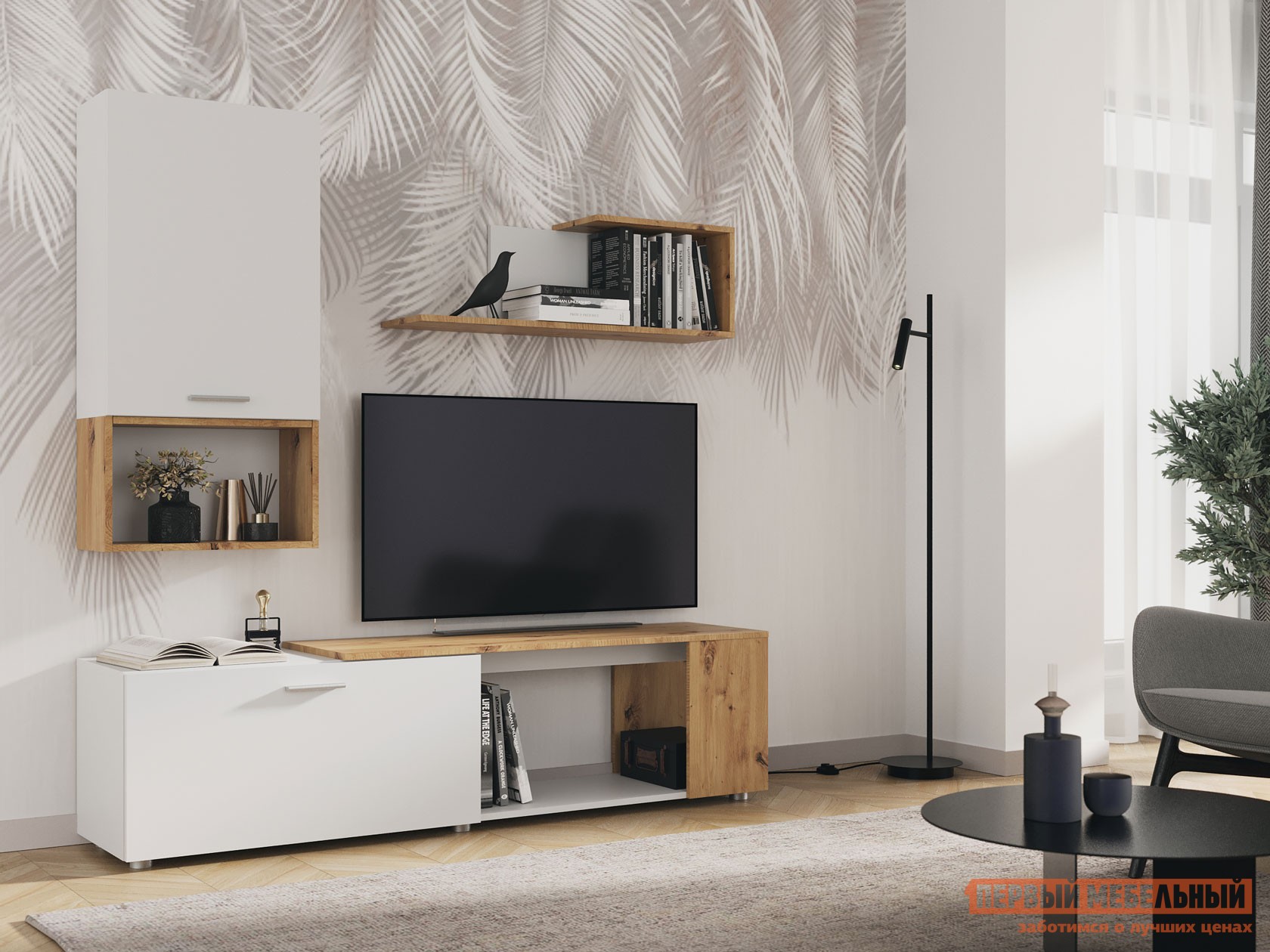 Гостиная  Свис Дуб Артизан / Белый