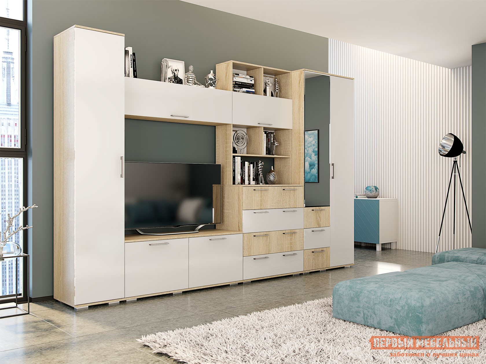 Гостиная  Белладжио Дуб Сонома / Белый, Стандарт