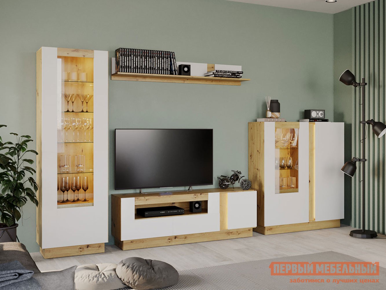 Гостиная  Модо Дуб Артизан / Белый