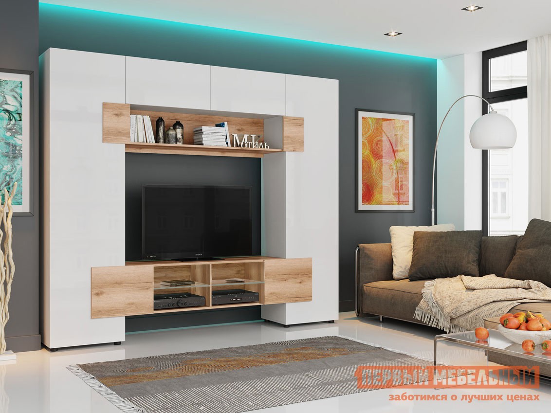 Гостиная  Ривьера Дуб Крафт / Белый