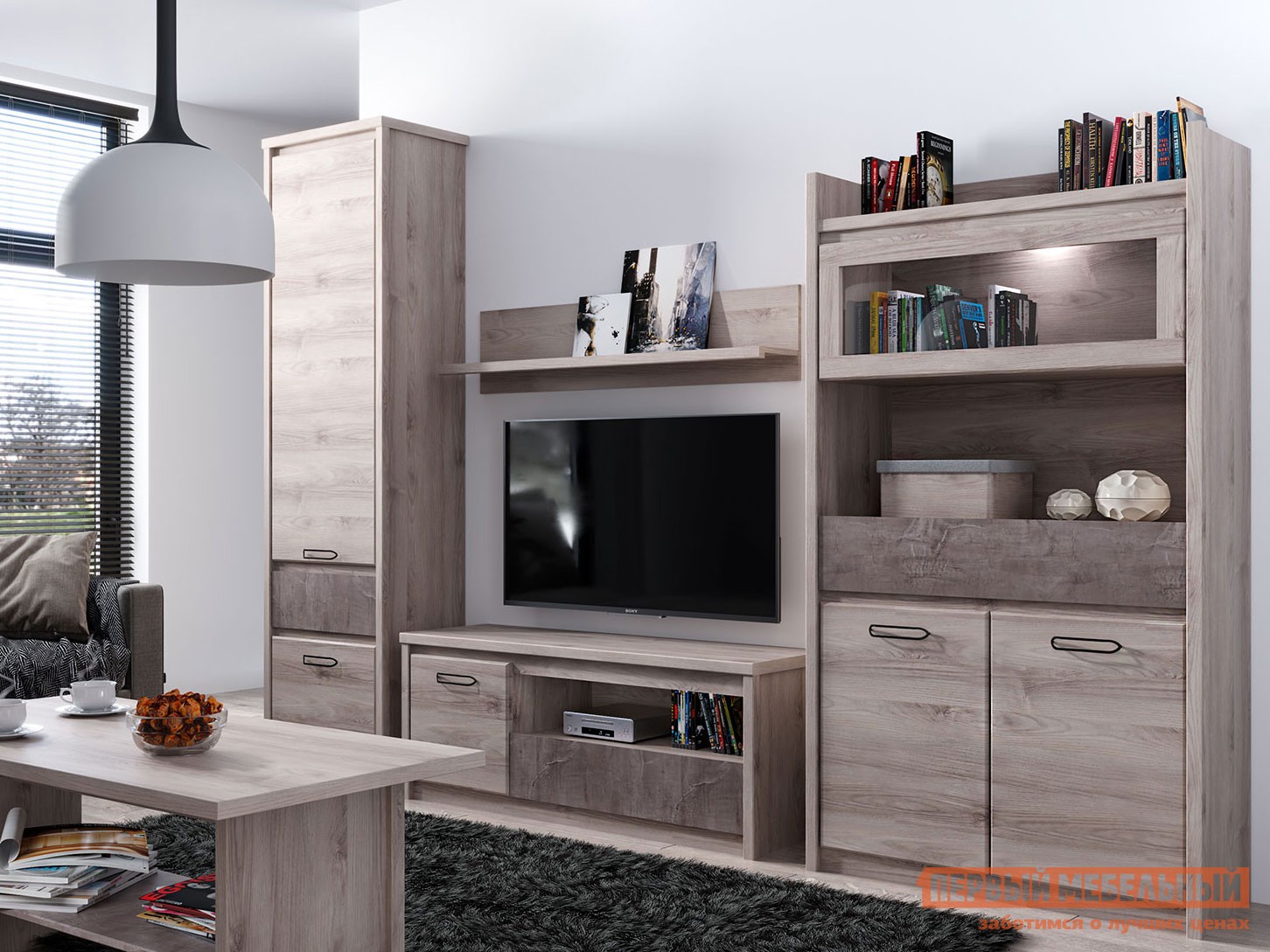 Гостиная  Джаз Каштан Найроби / Оникс, С подсветкой