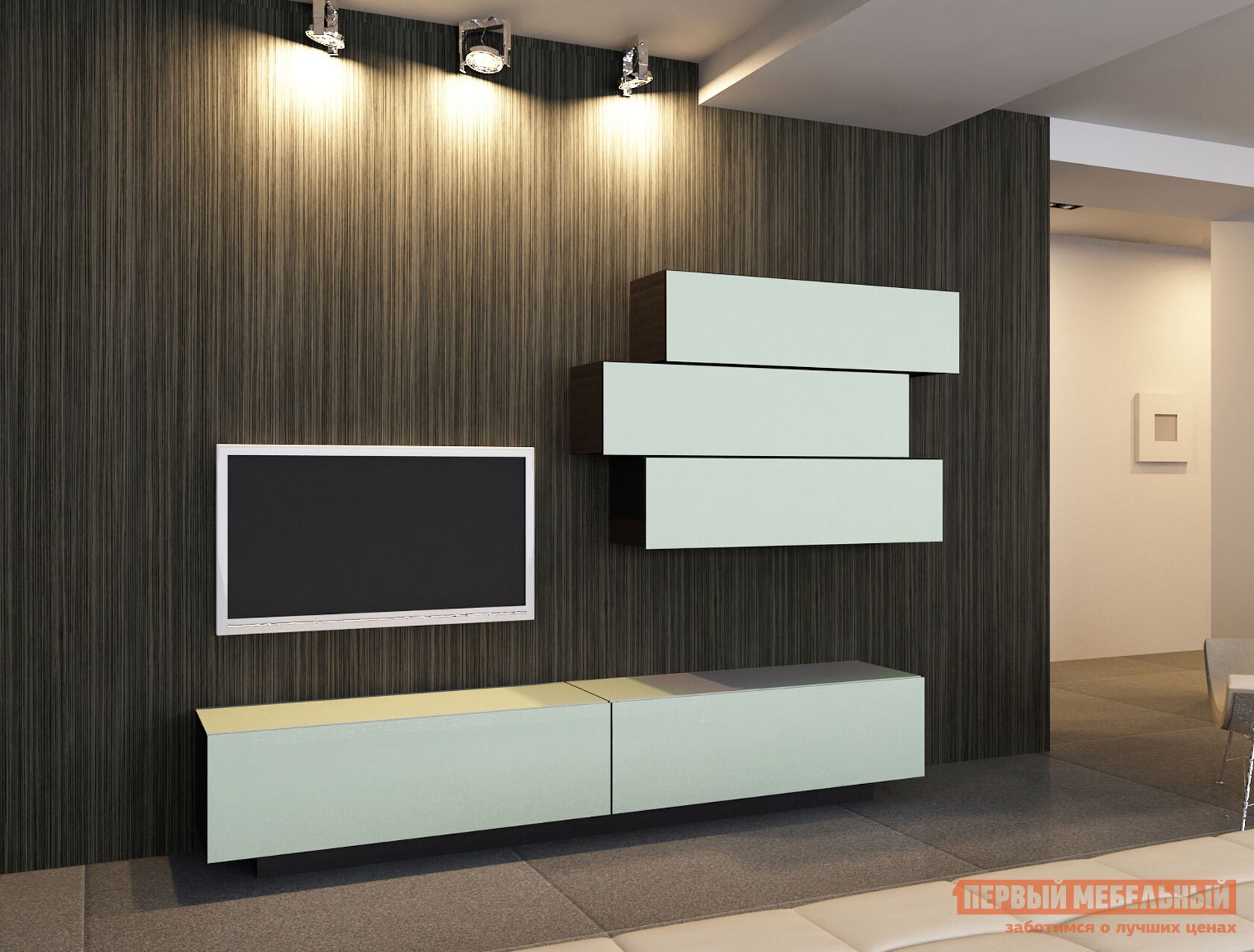 Гостиная  Колор Черный / Белый, стекло