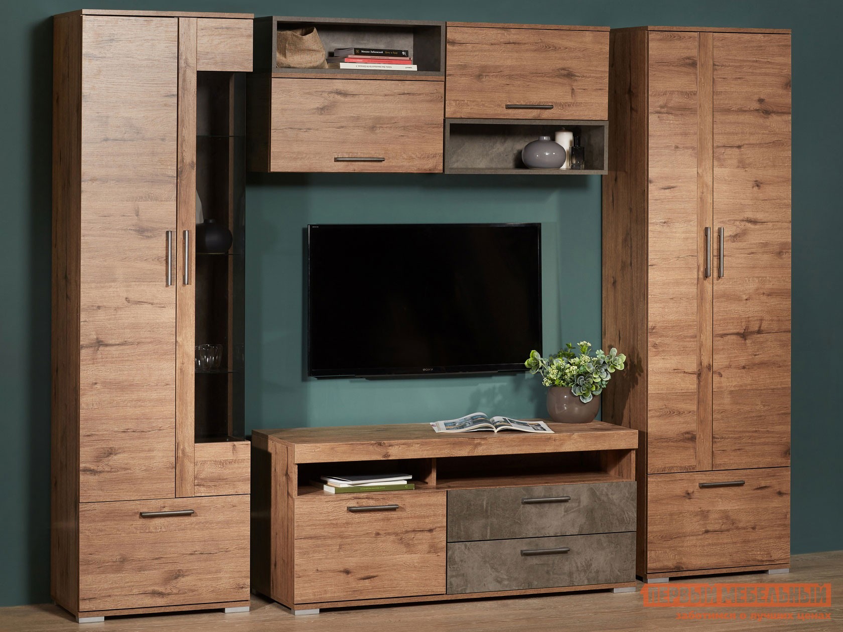 Гостиная  Денвер Дуб Веллингтон / Камень темный