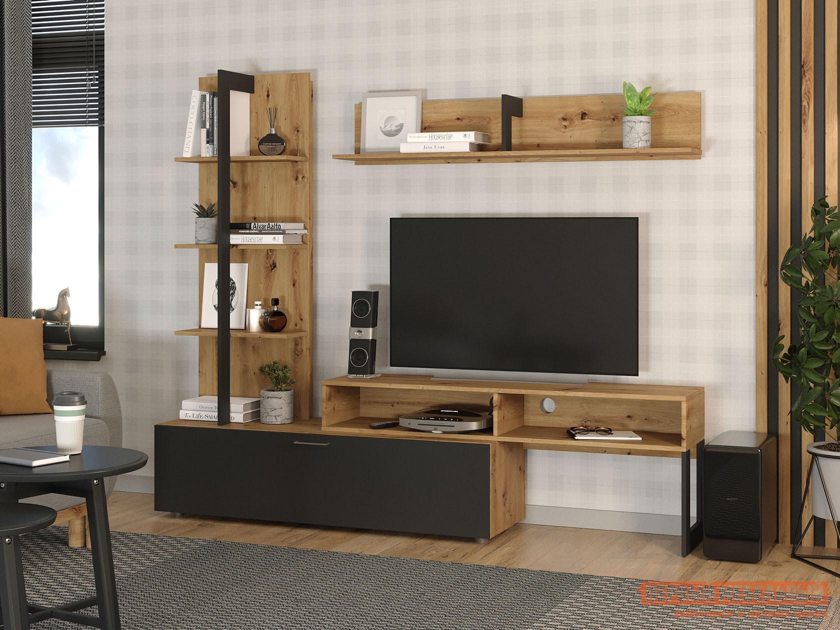 Гостиная  Джуно Дуб Артизан / Черный матовый