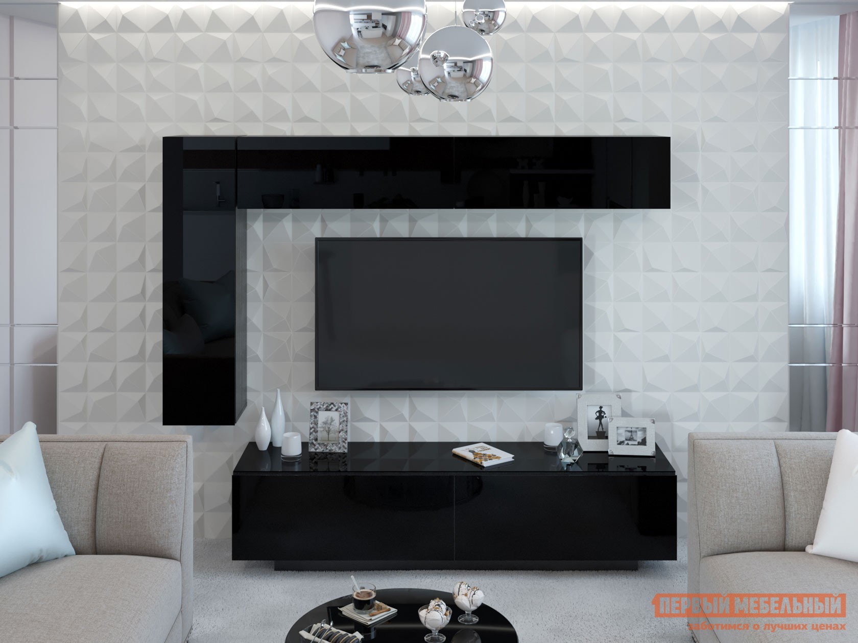 Гостиная  Колор Черный / Черный, стекло