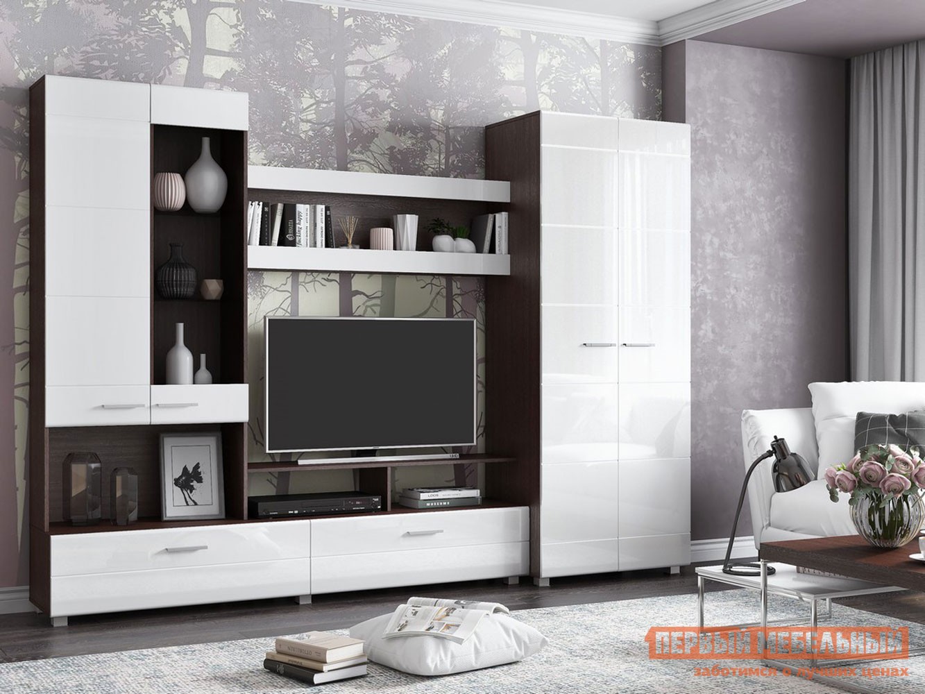 Гостиная  Камила Венге / Белый глянец