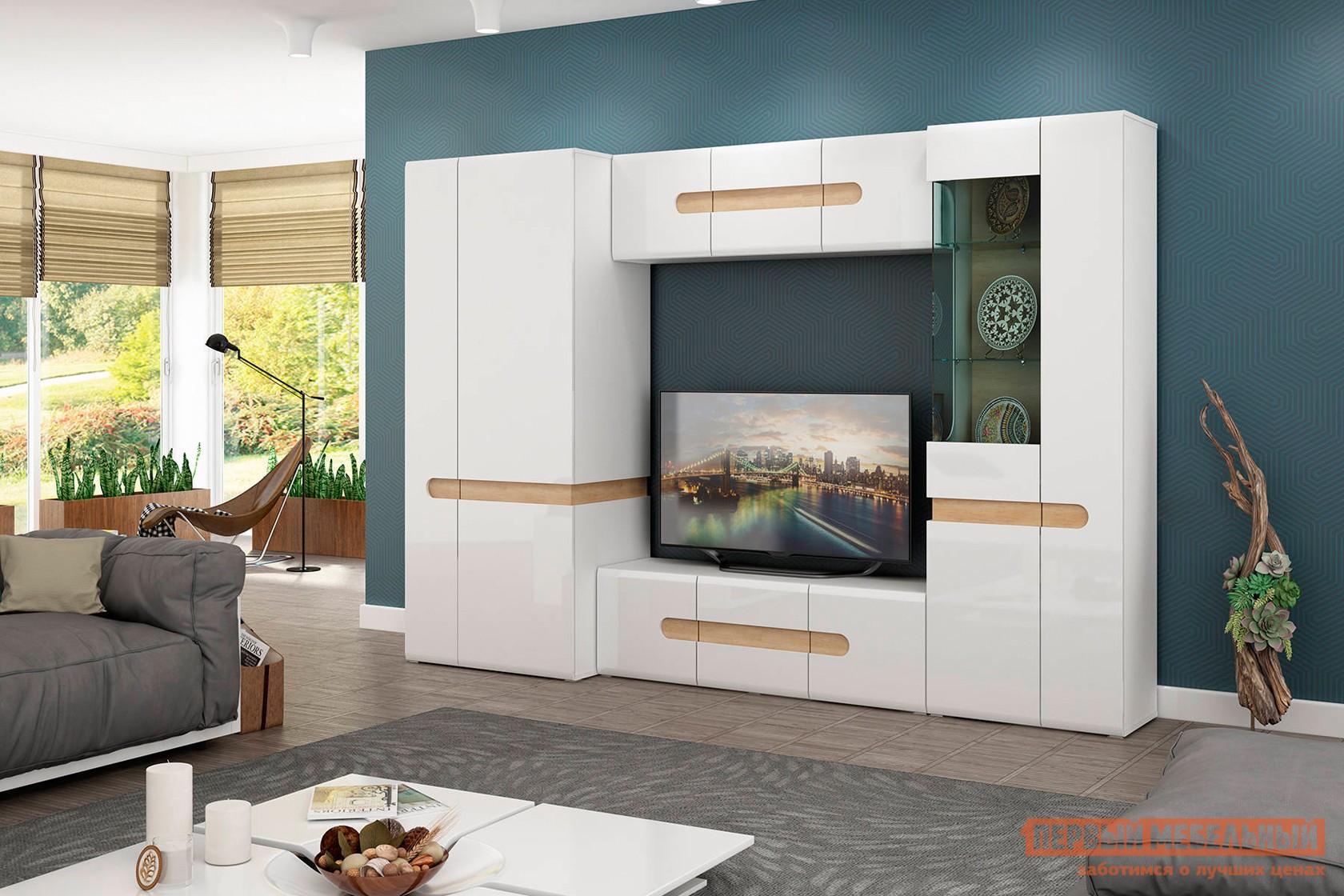 Гостиная  Кальяри Белый / Дуб небраска