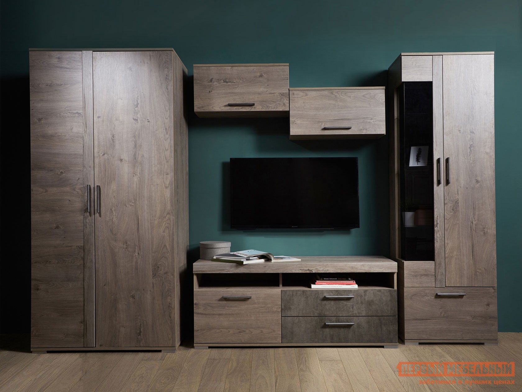 Гостиная  Денвер Риббек серый / Камень темный