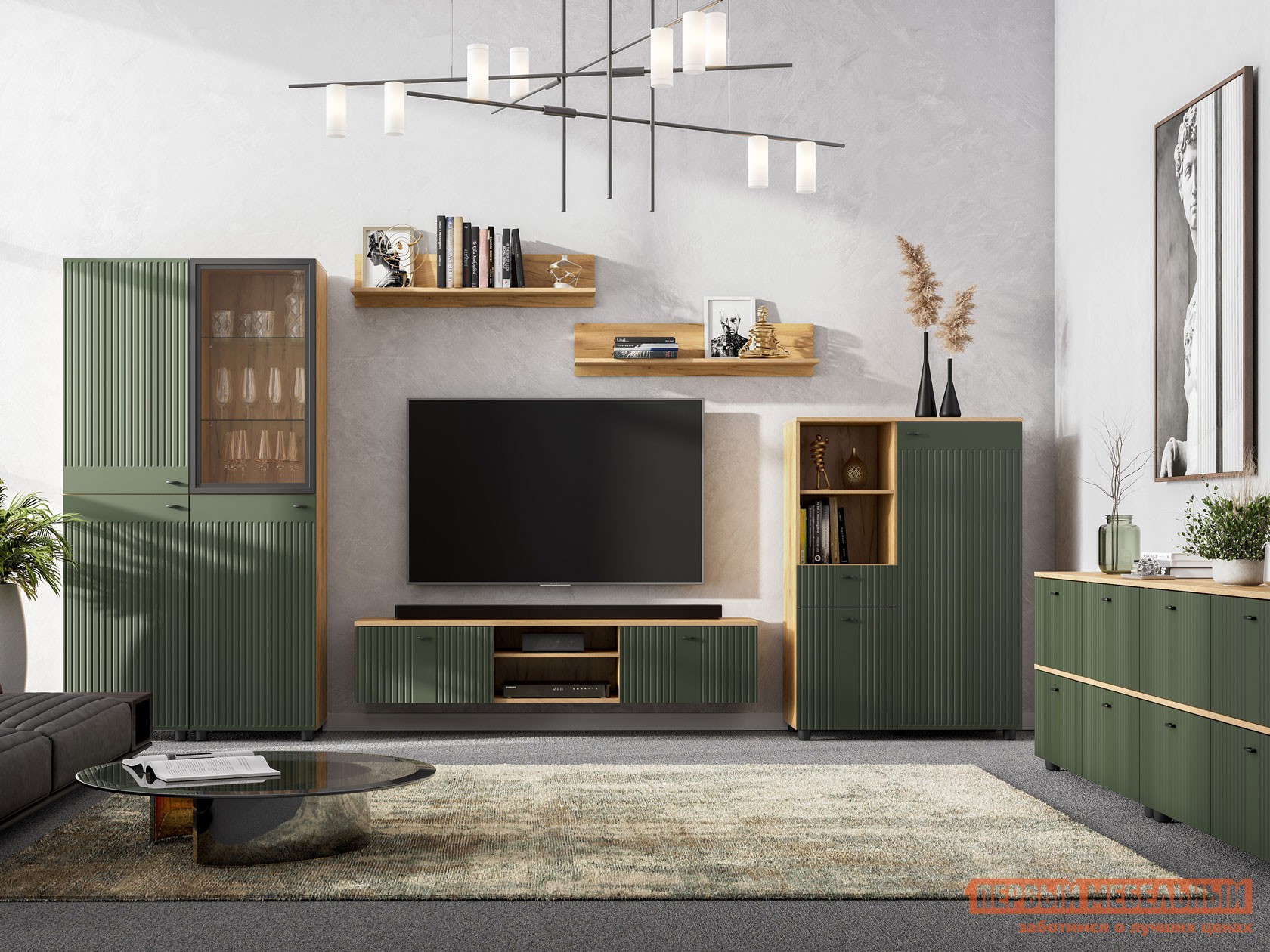 Гостиная  Милан Дуб золотой / Олива софт