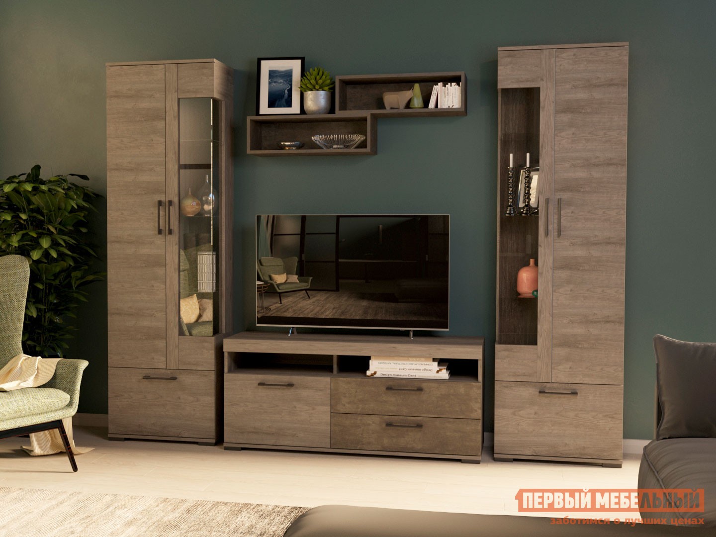 Гостиная  Денвер Дуб Веллингтон / Камень темный