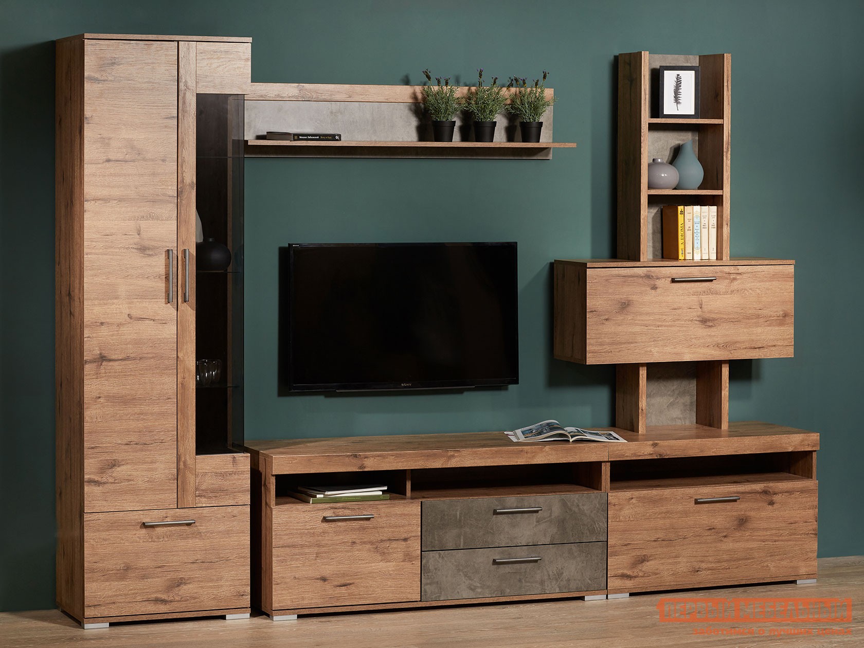 Гостиная  Денвер Дуб Веллингтон / Камень темный