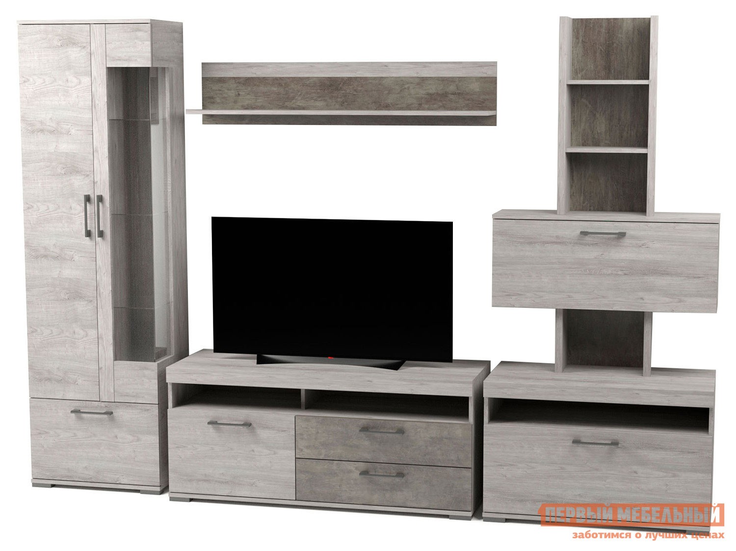 Гостиная  Денвер Риббек серый / Камень темный