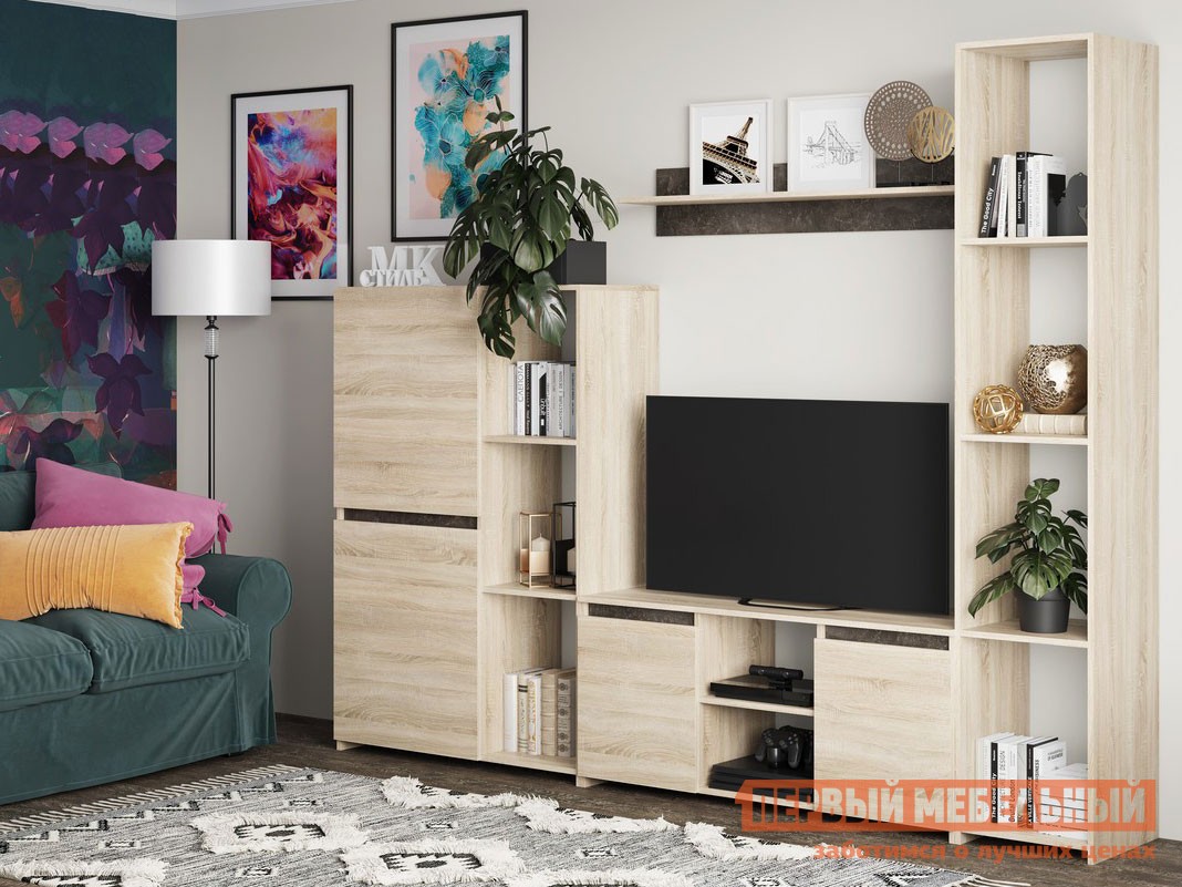 Гостиная  Милано Дуб Сонома светлый / Ателье темное