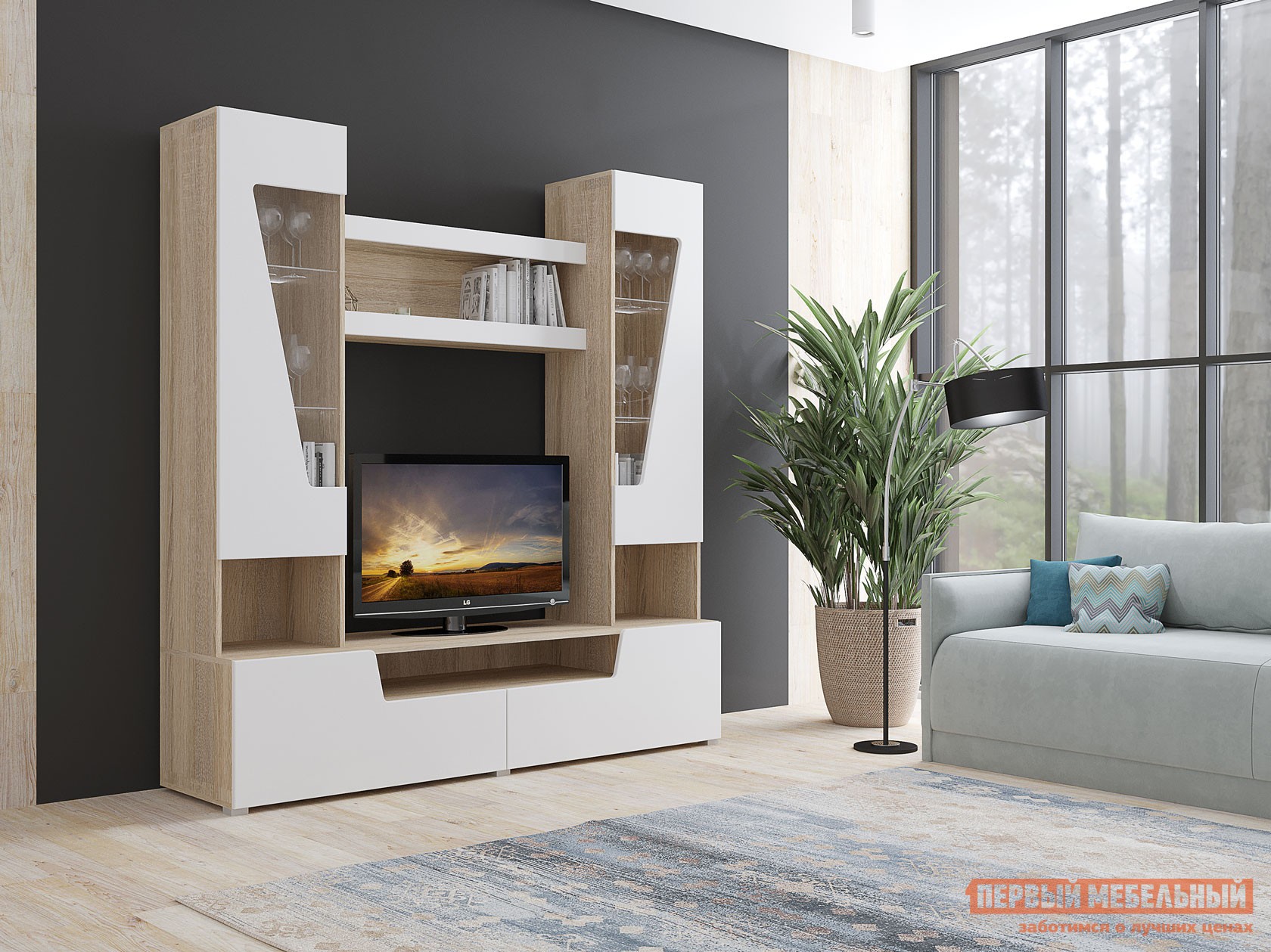 Гостиная  Анталия Дуб Сонома / Белый Софт