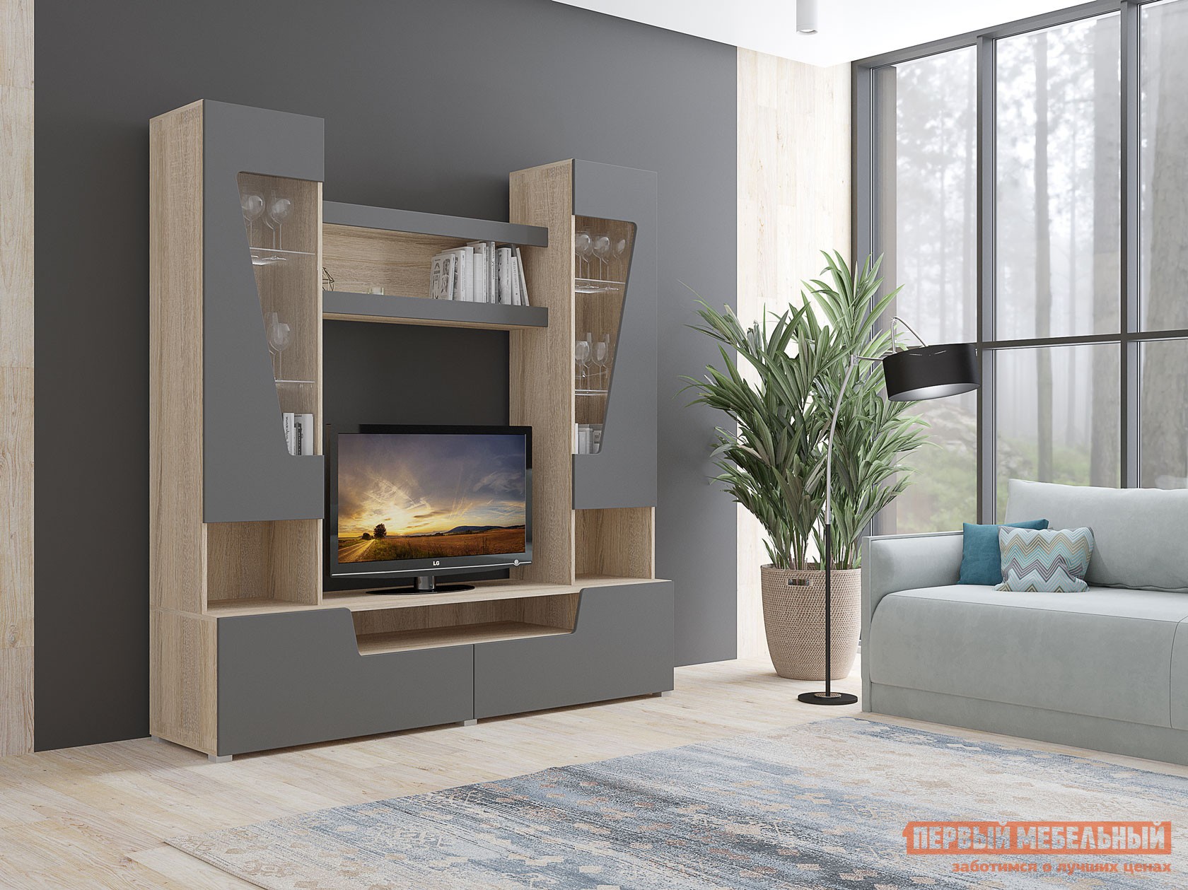 Гостиная  Анталия Дуб Сонома / Графит Софт