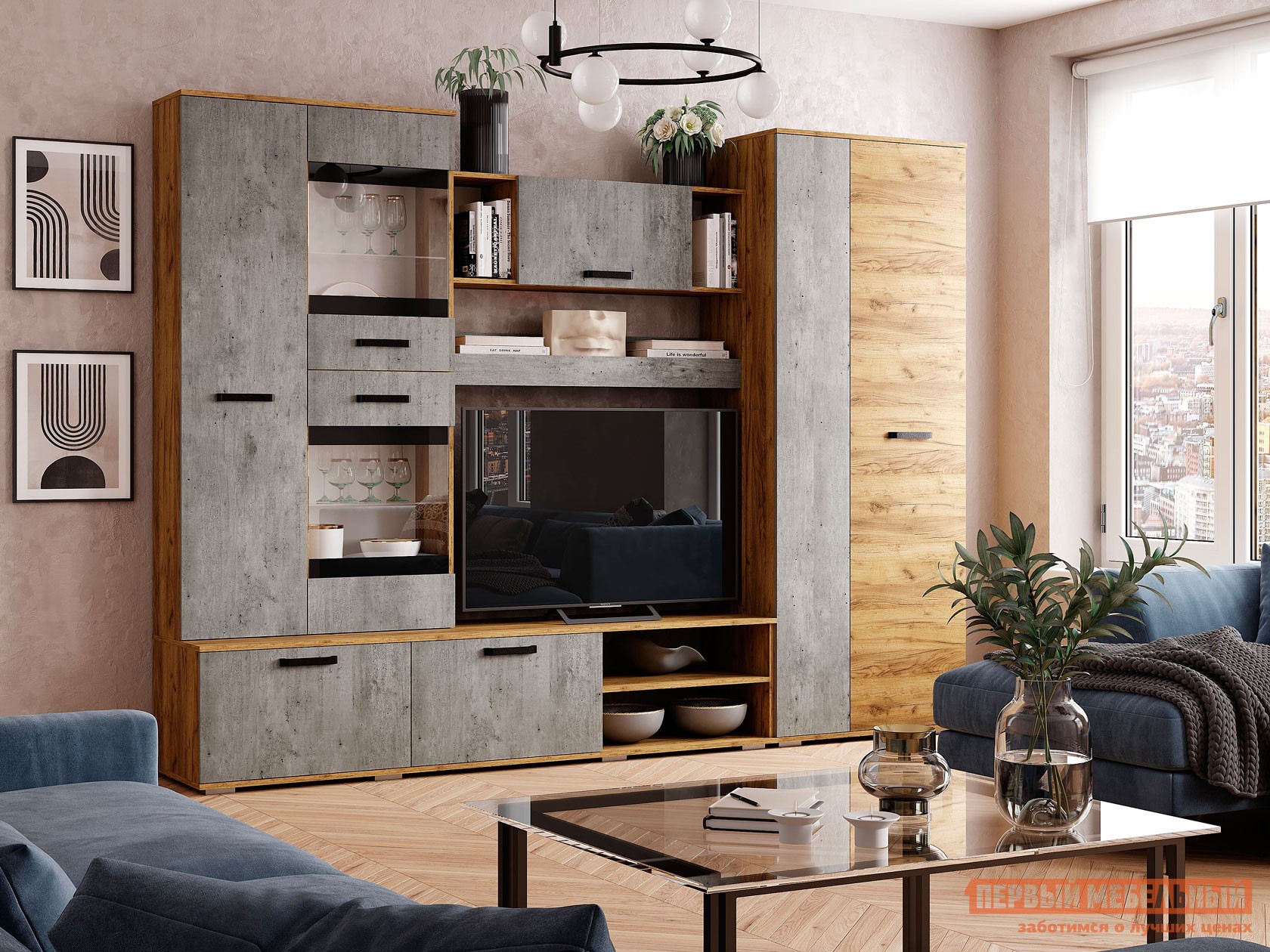 Гостиная  Трамп Дуб Крафт / Метрополитан Грей