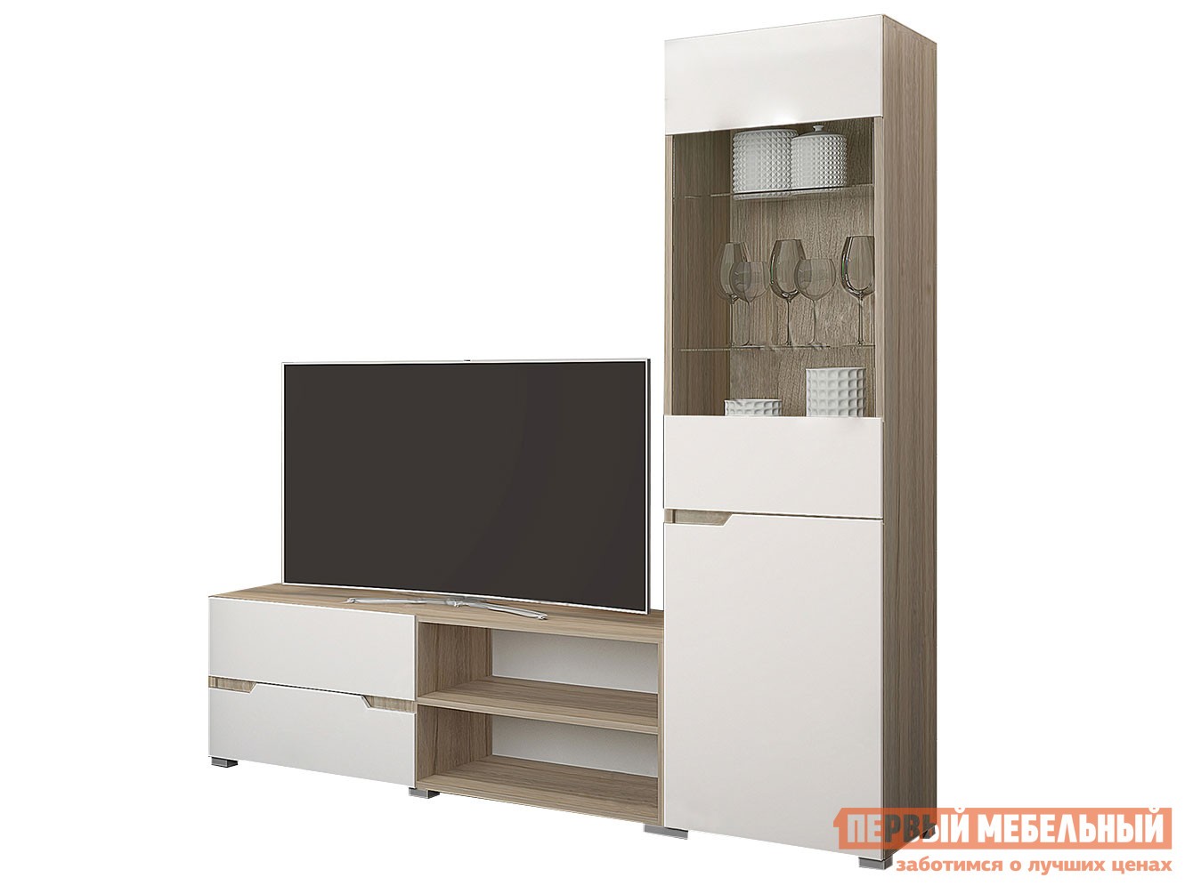 Гостиная  Анталия Стандарт Дуб Сонома / Белый Софт